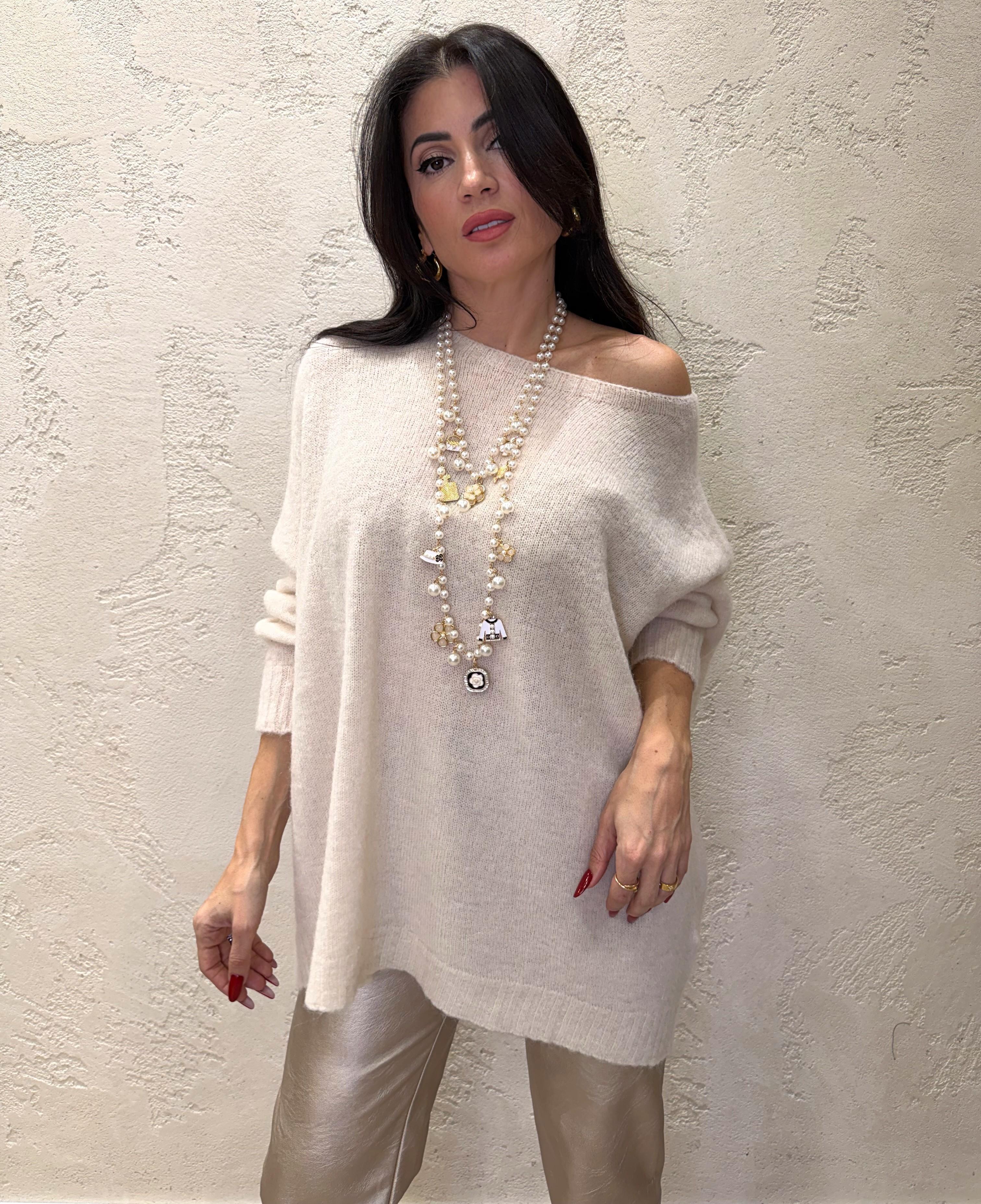 pull misto mohair a scatoletta vestibilità oversize 55225F BURRO VICOLO 