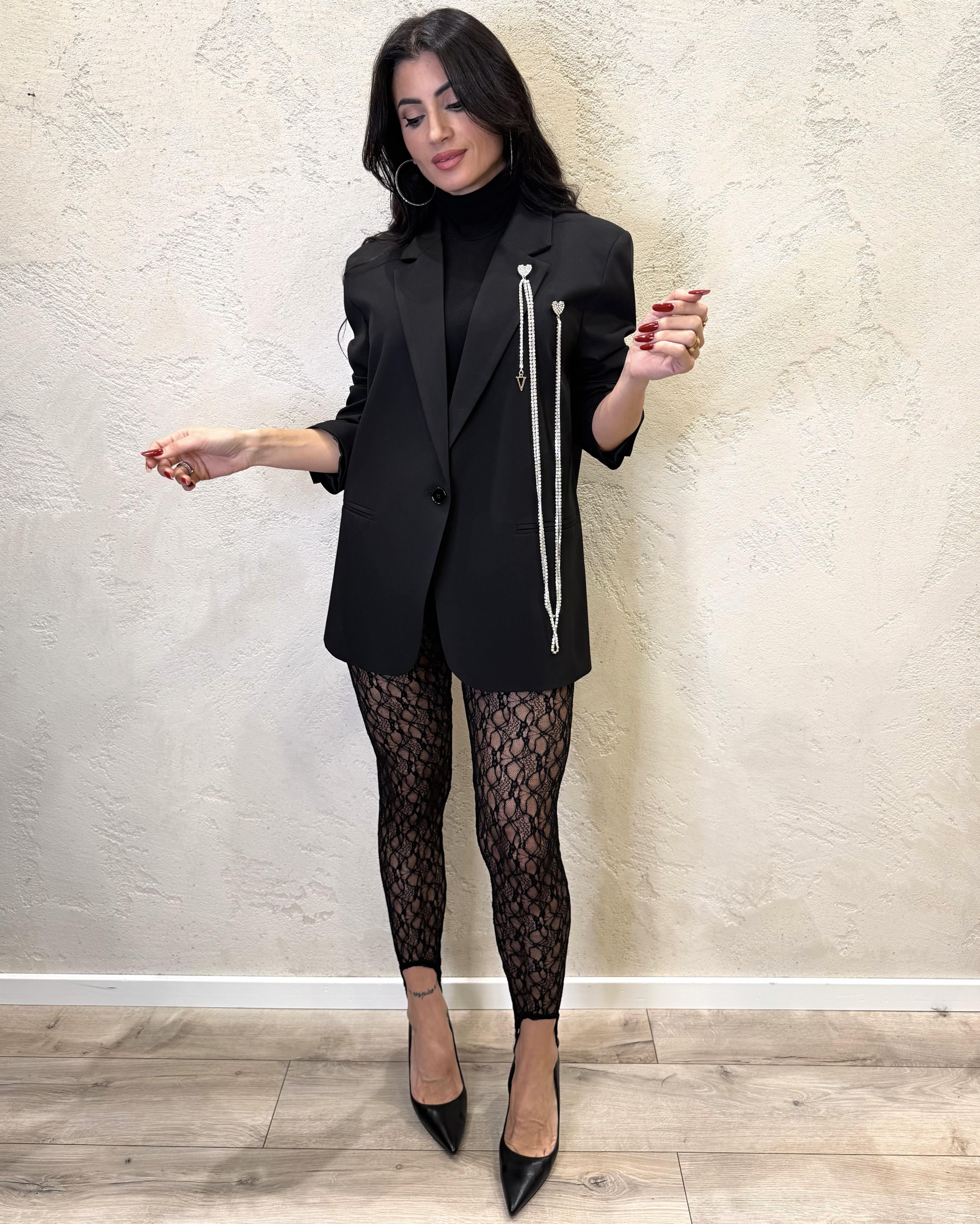 blazer con dettaglio di spilla TF2294 NERO VICOLO 