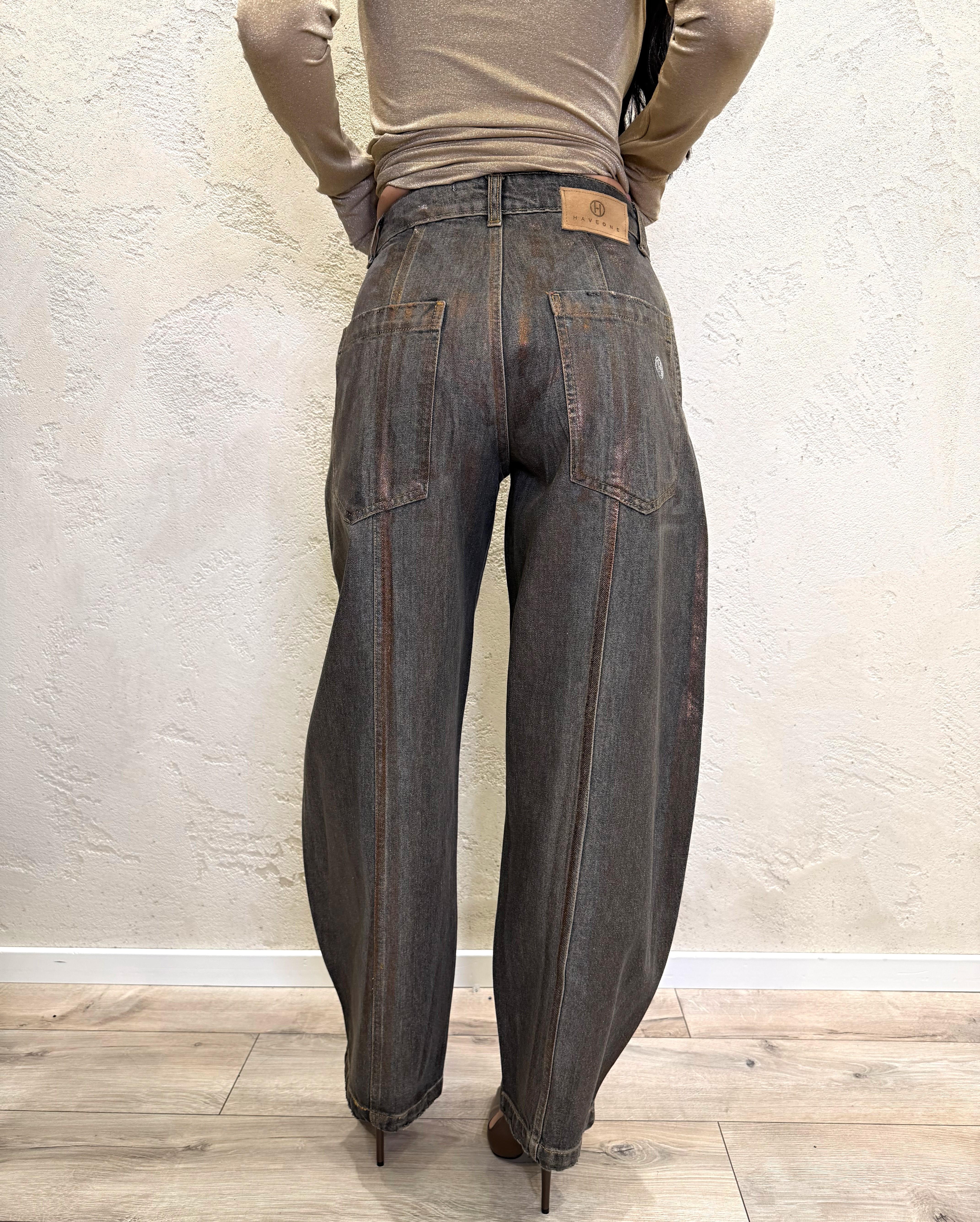 jeans modello balloon effetto spalmato PGZ-P252 GRIGIO HAVEONE 