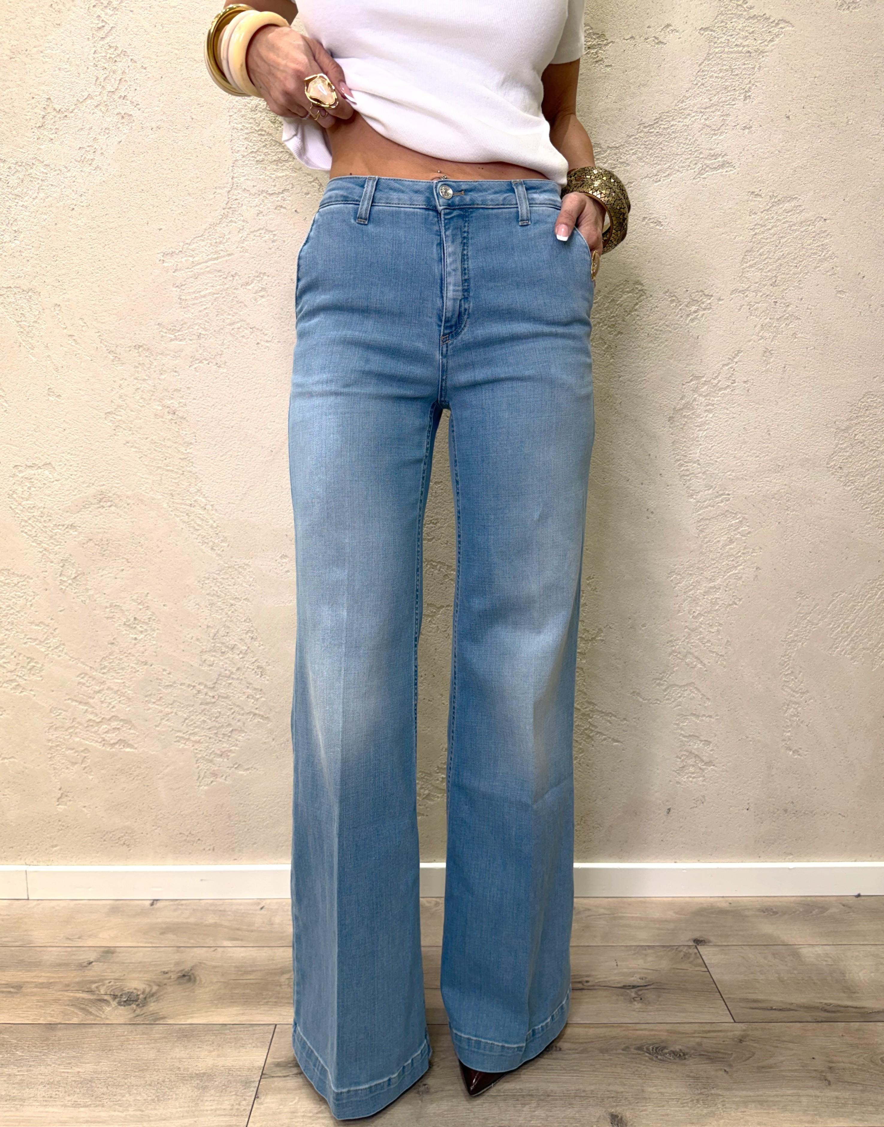 jeans modello elena elasticizzato a palazzo tela chambray DAB5044 DENIM CHIARO VICOLO 