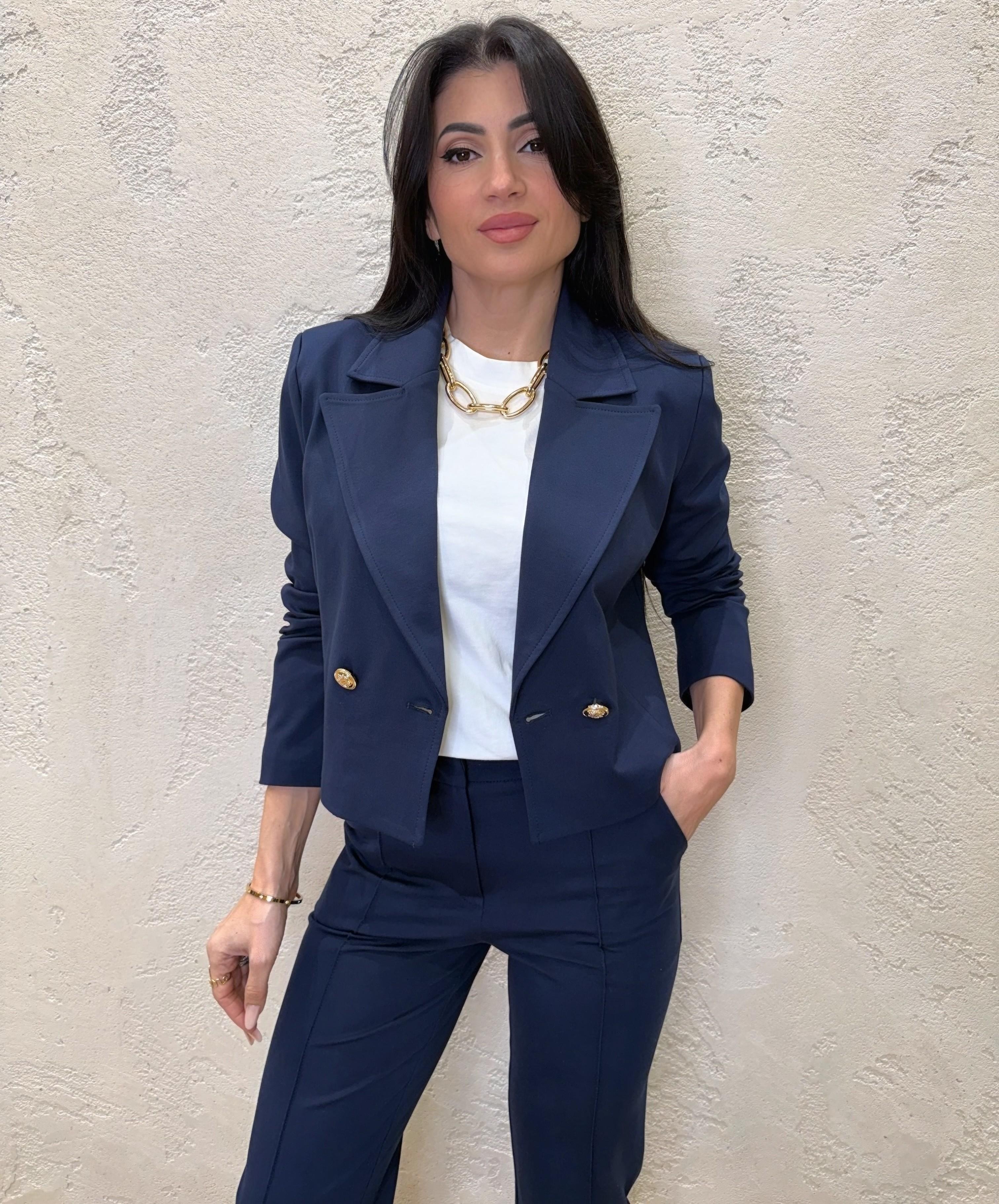 giacchino corto doppio petto in punto milano 26B3690 BLU TENSIONE IN 