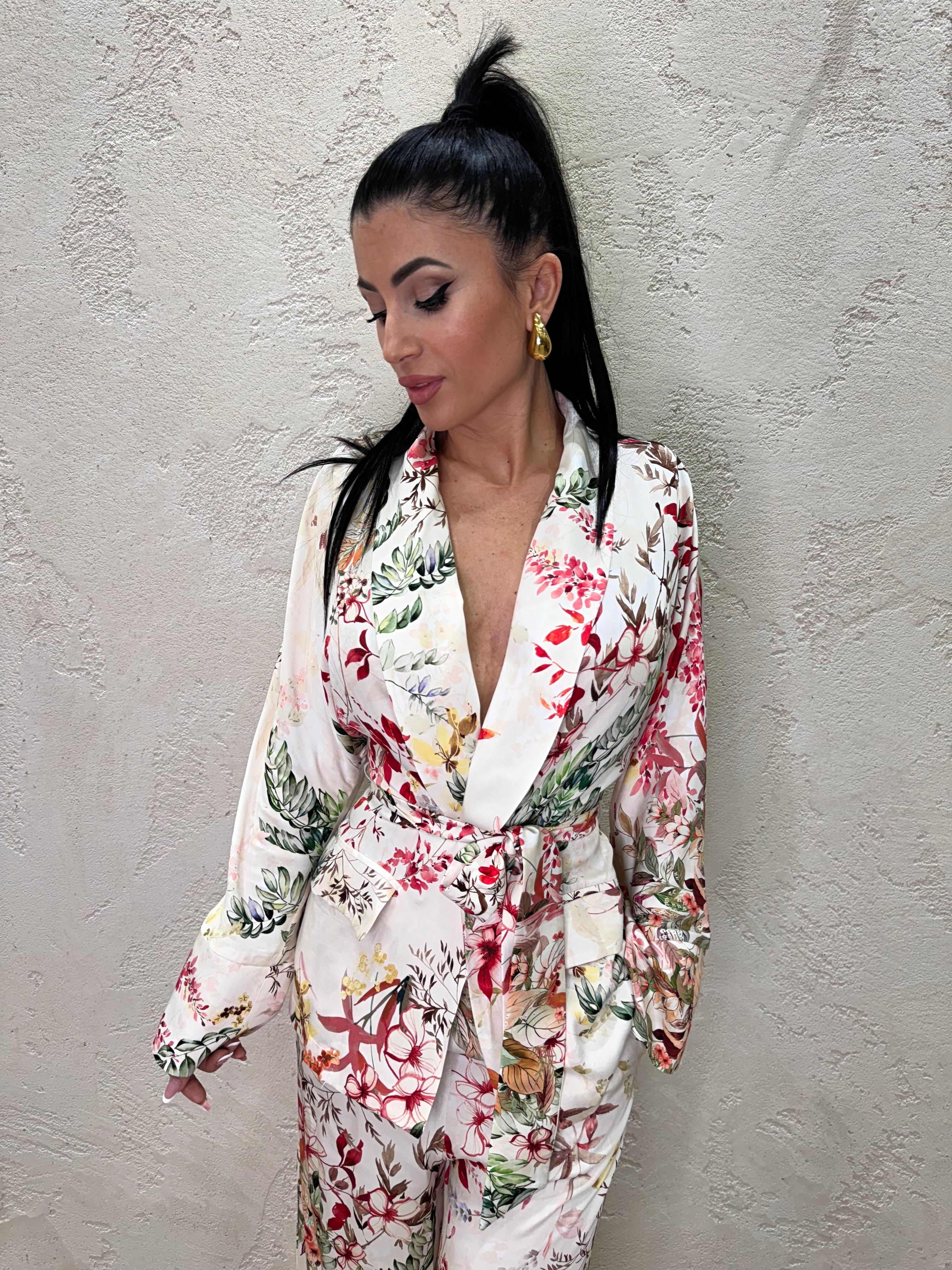 giacca kimono a fiori JBD7JVD PANNA IMPERIAL 