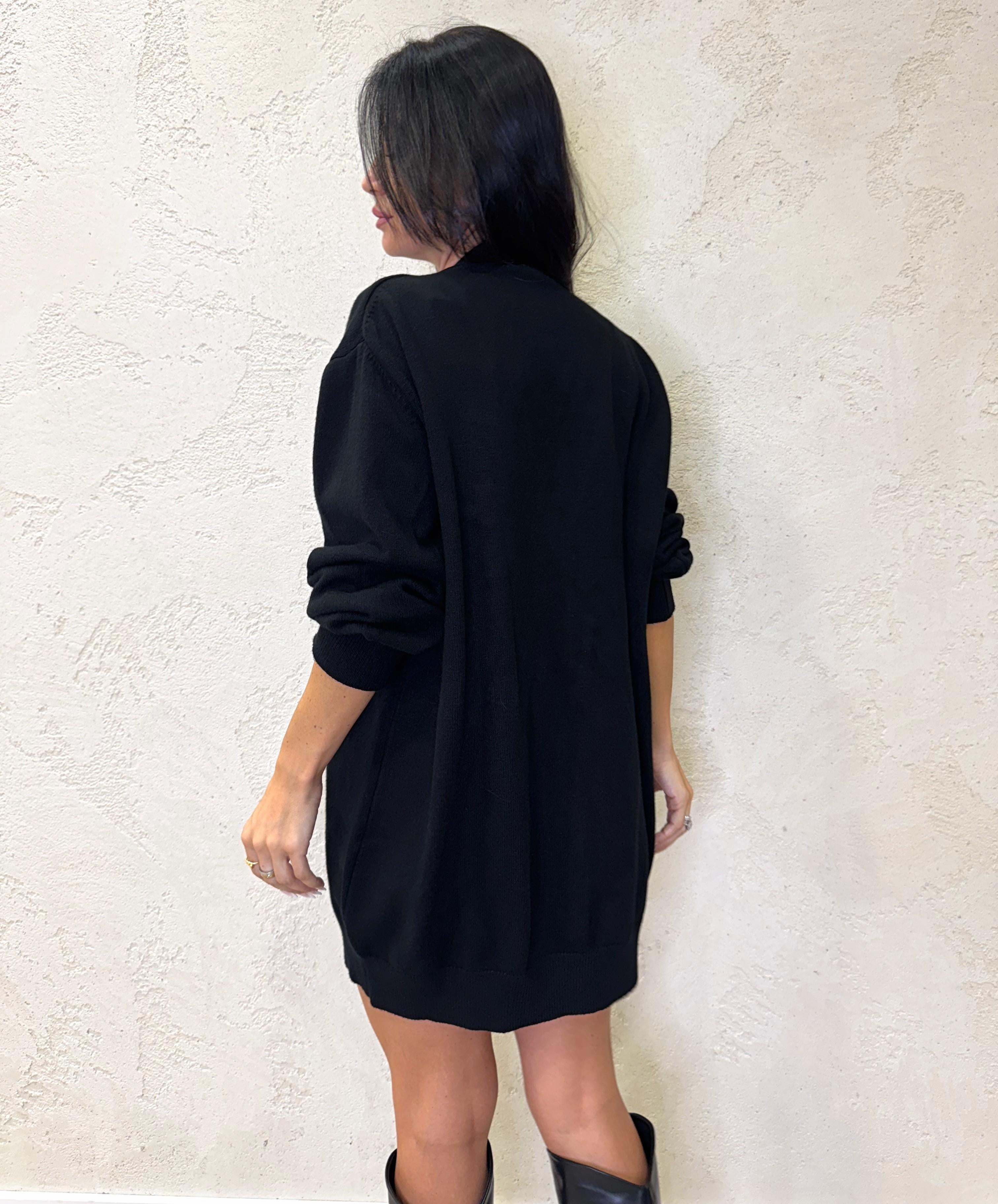 cardigan over con bottoni e spille removibili 77008F NERO VICOLO 
