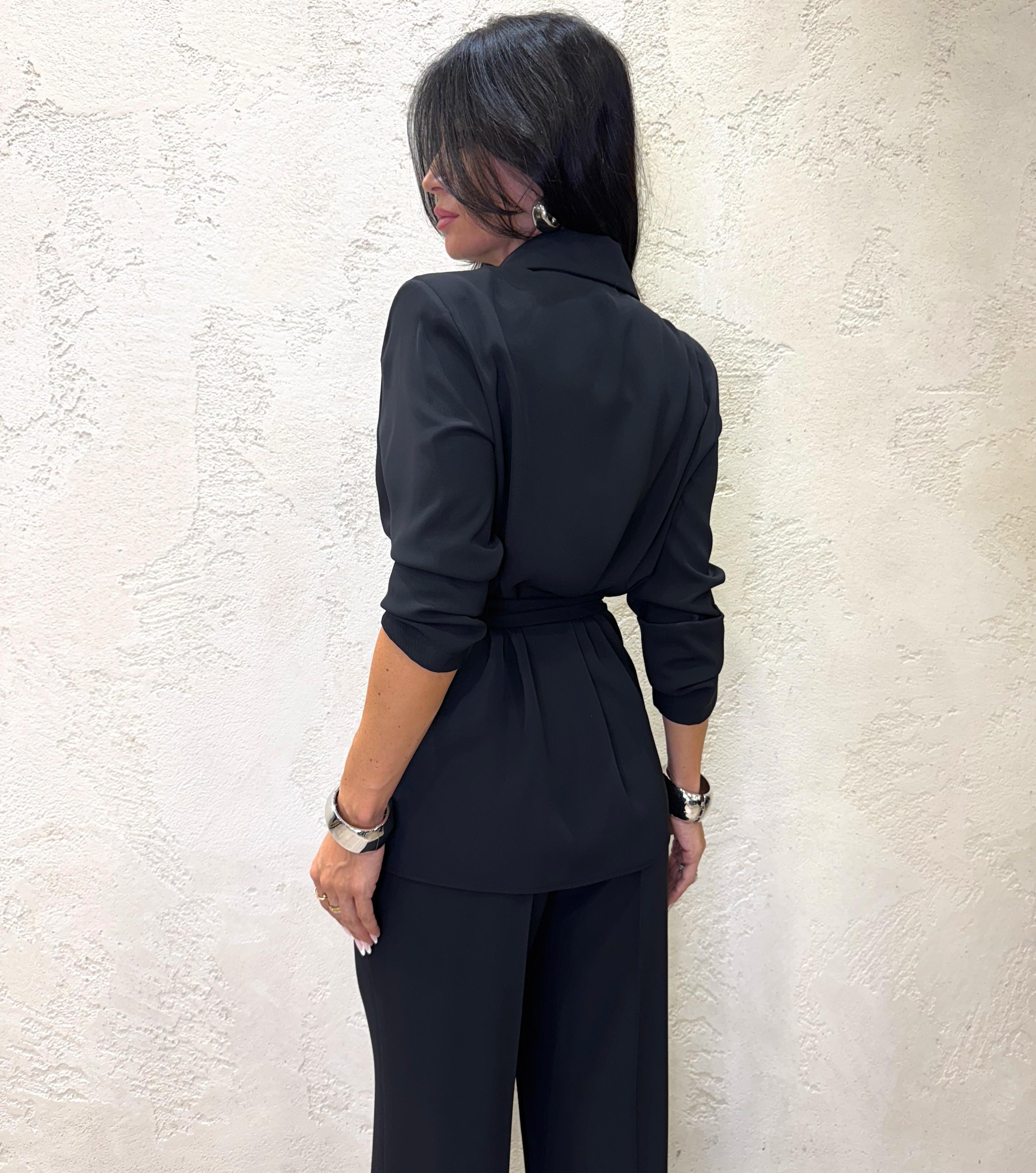 completo blazer con cintura e pantalone 303211 NERO SUSY MIX 