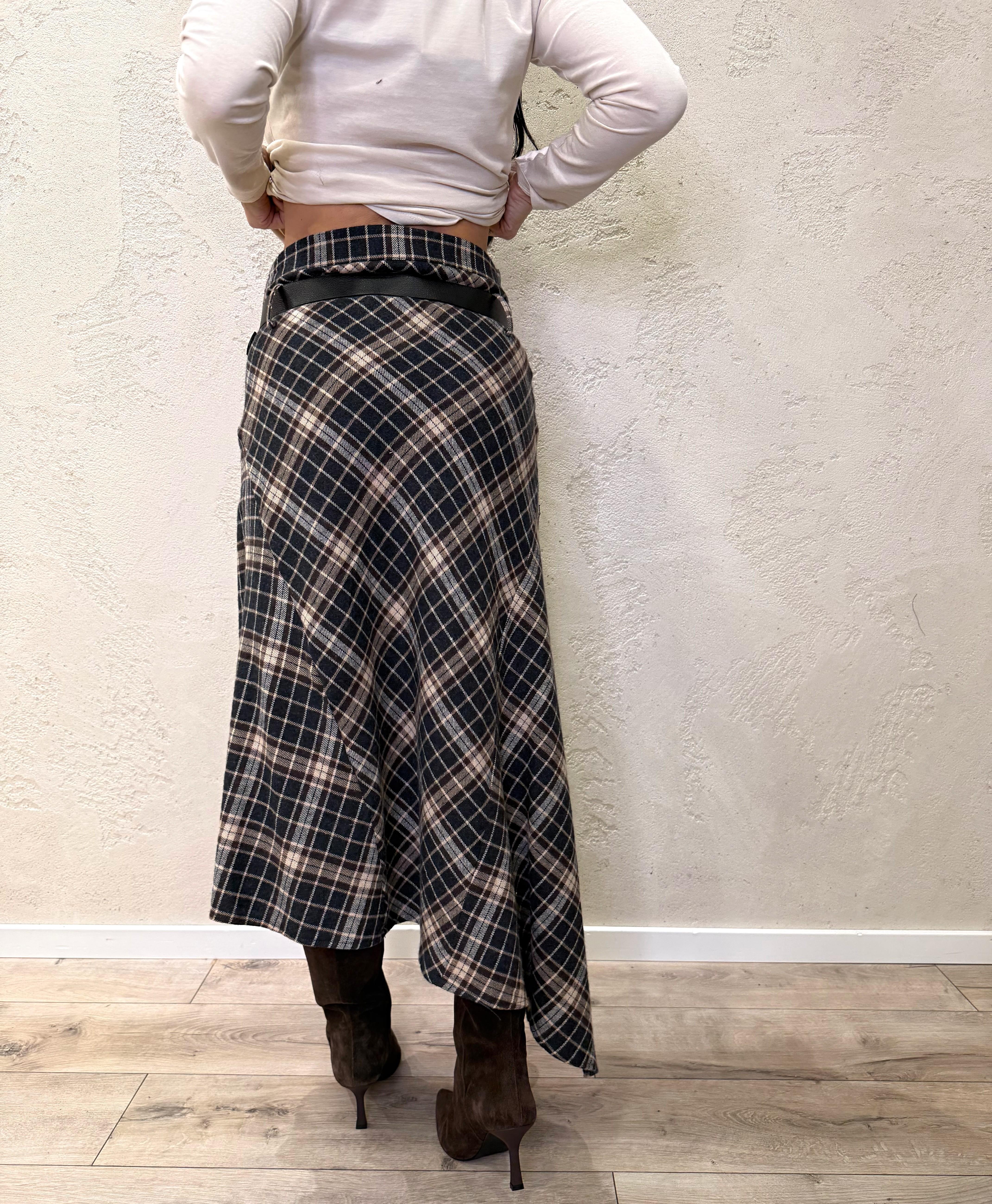 gonna midi check in flanella GMA-P184 BLU/BURRO/MORO HAVEONE 