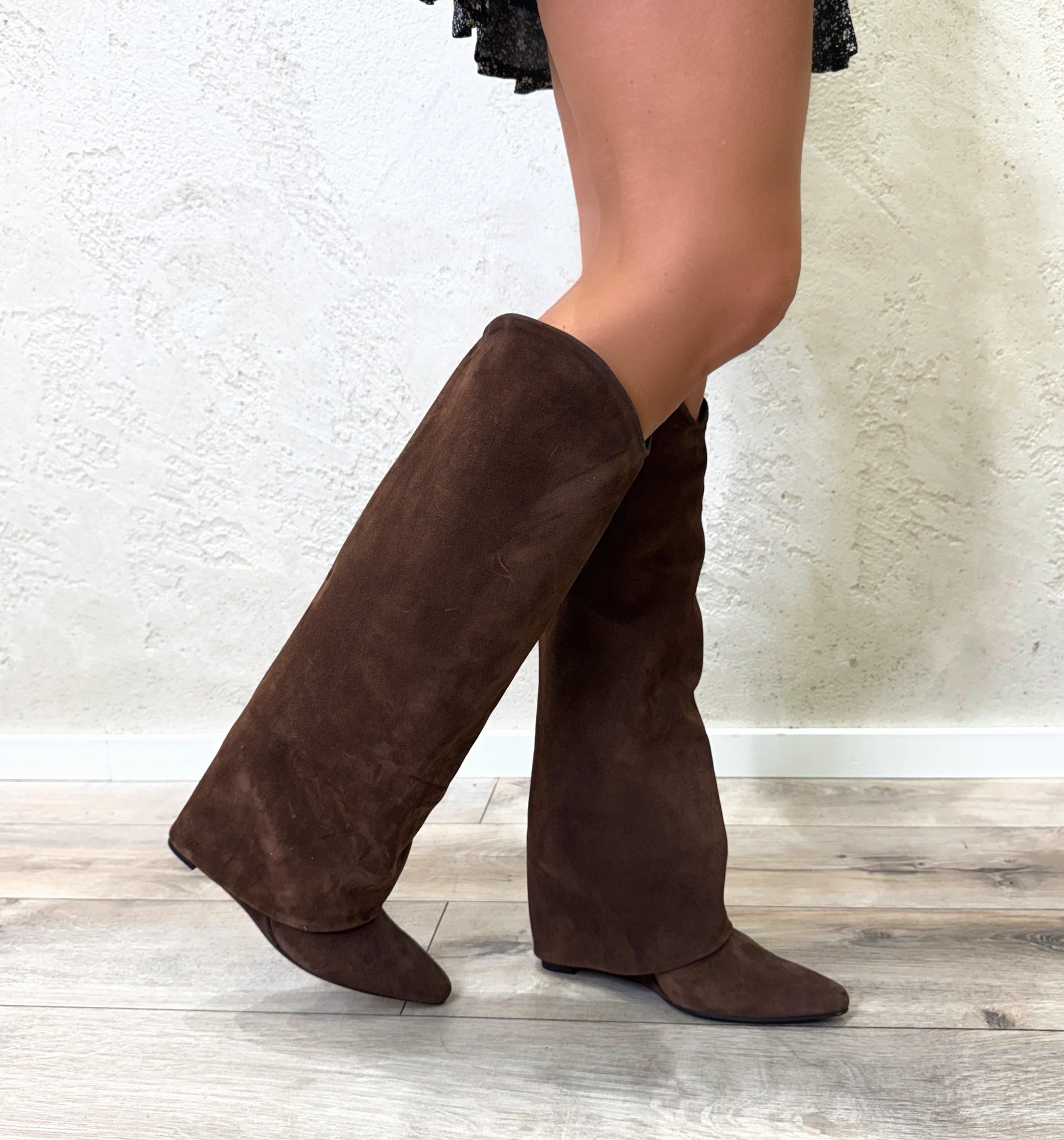 stivale con risvolto in camoscio STARIA150CAM MORO OVYE' 