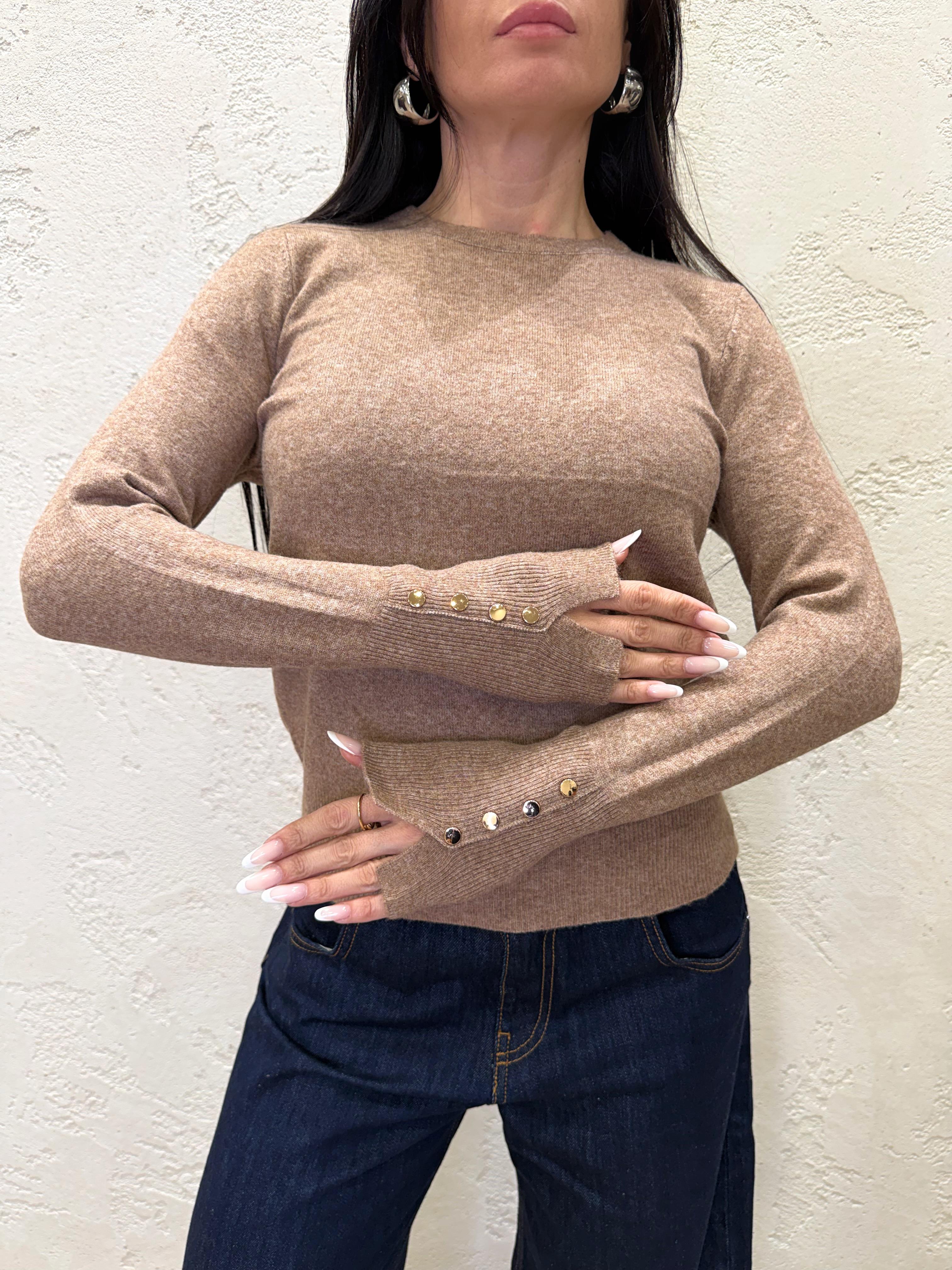 maglia basica misto lana con bottoncini su polso MAGCB DESERTO ELEVI 