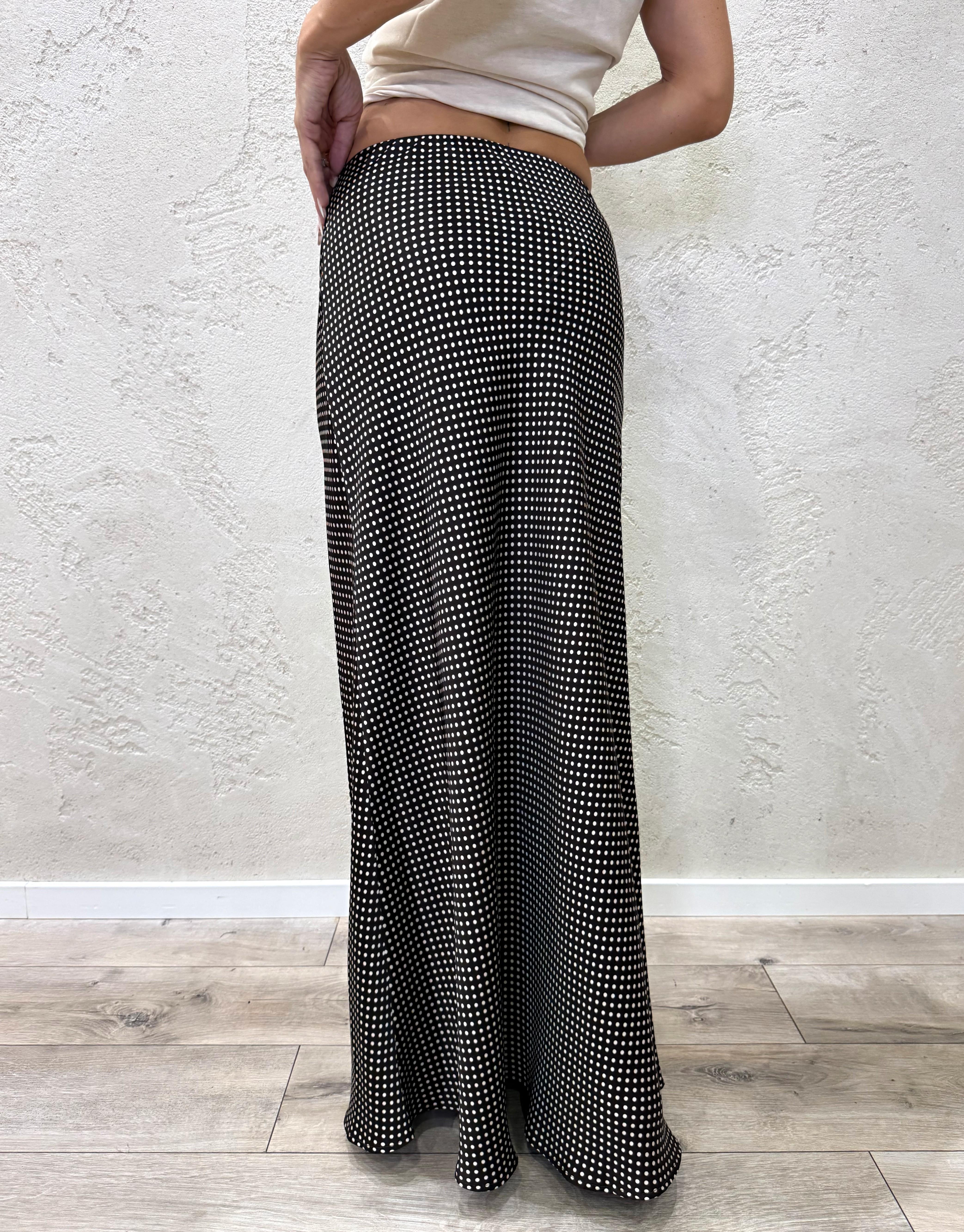 gonna lunga satinata a pois TF0642 MORO VICOLO 