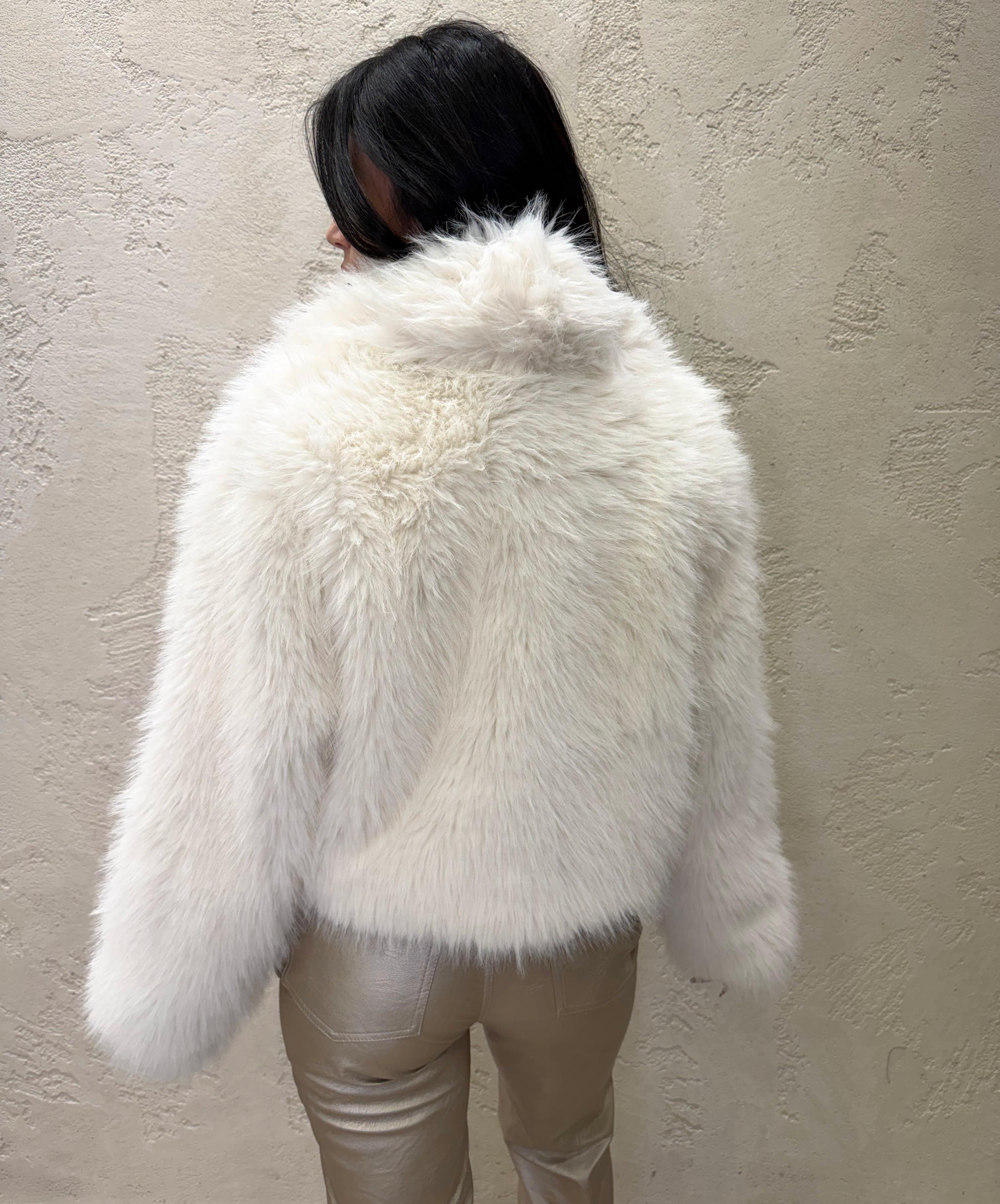 ecopelliccia con collo a revers KDY-P035 PANNA HAVEONE 