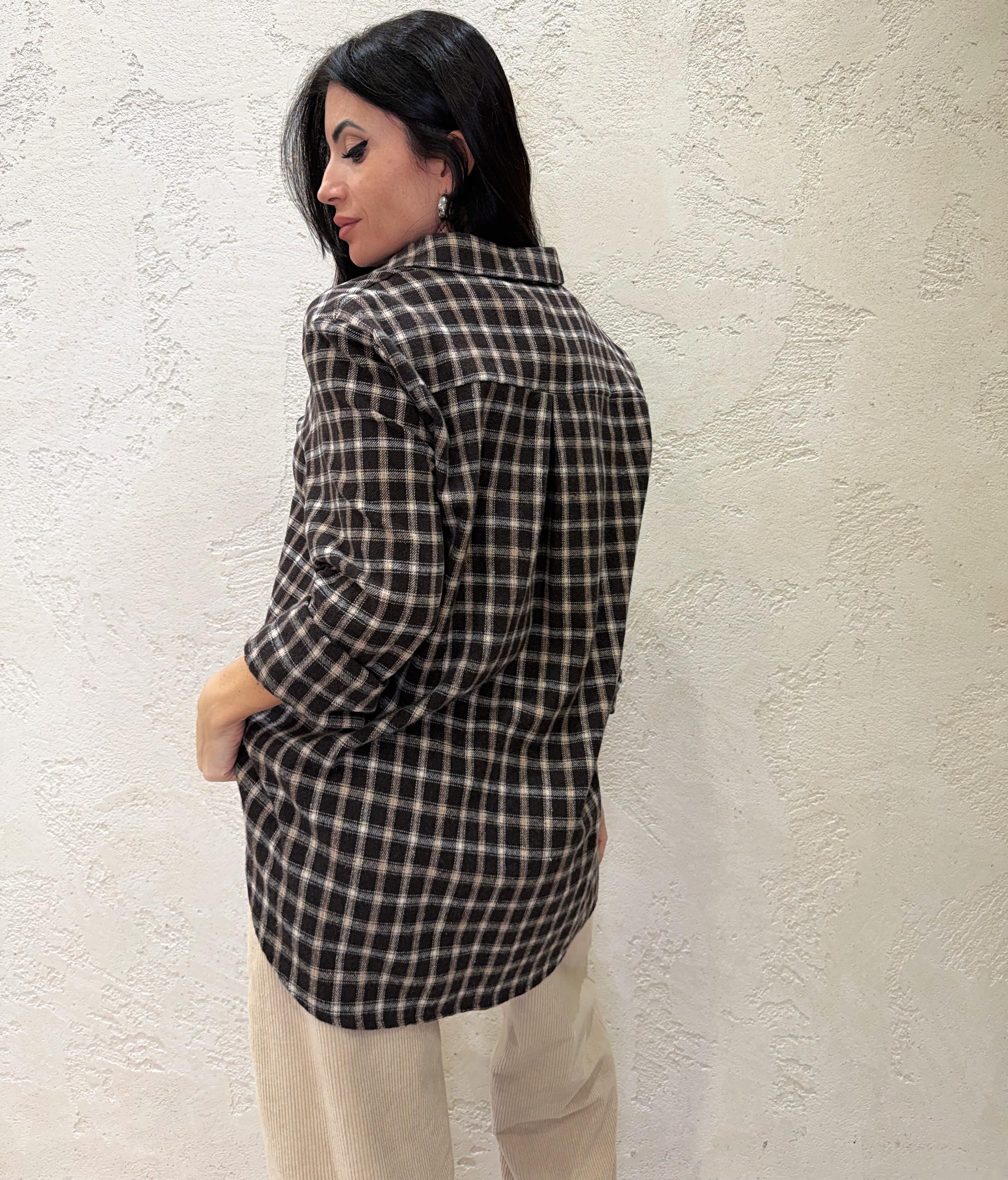 camicia quadro in flanella CJK-P147 MORO/CAMMELLO HAVEONE 