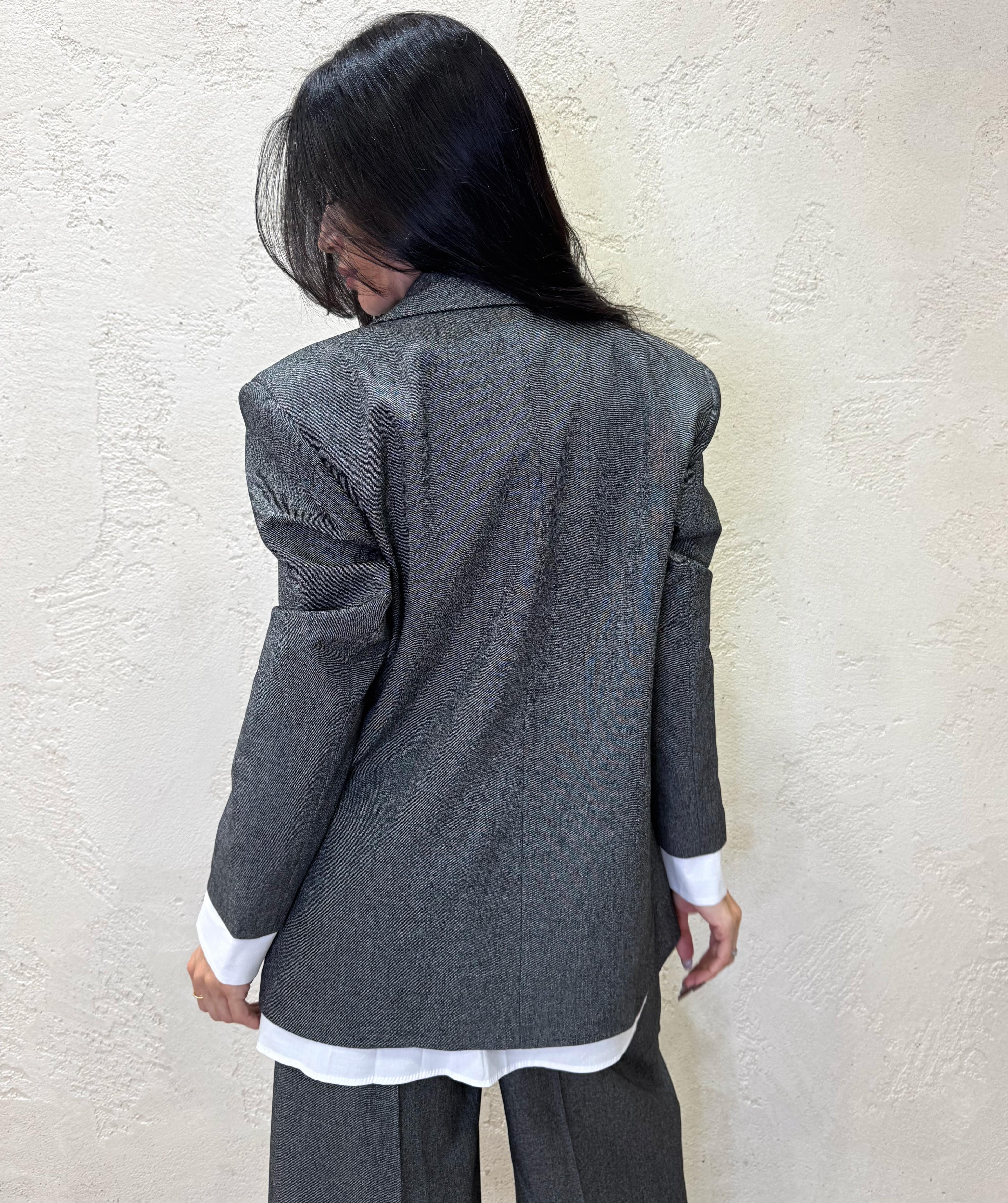 blazer over con inserti camicia e cravatta in raso 26B828 GRIGIO MELANGE MOTEL 
