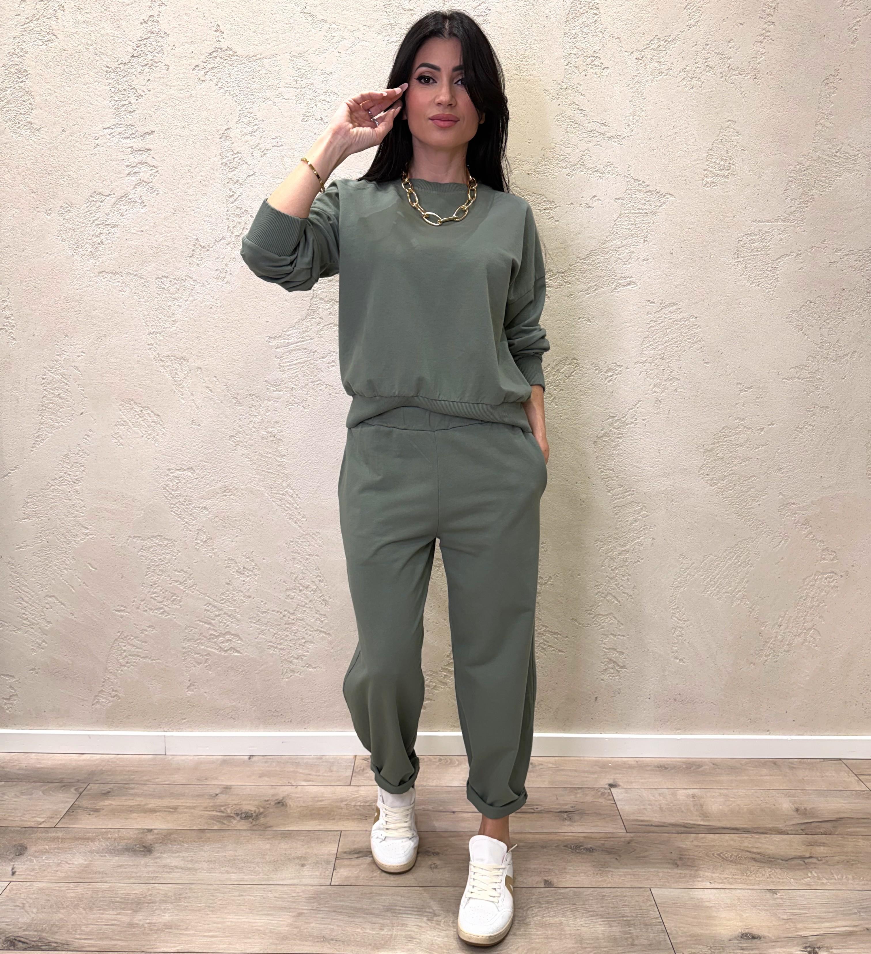 tuta di felpa garzata 26851 VERDE SALVIA SUSY MIX 