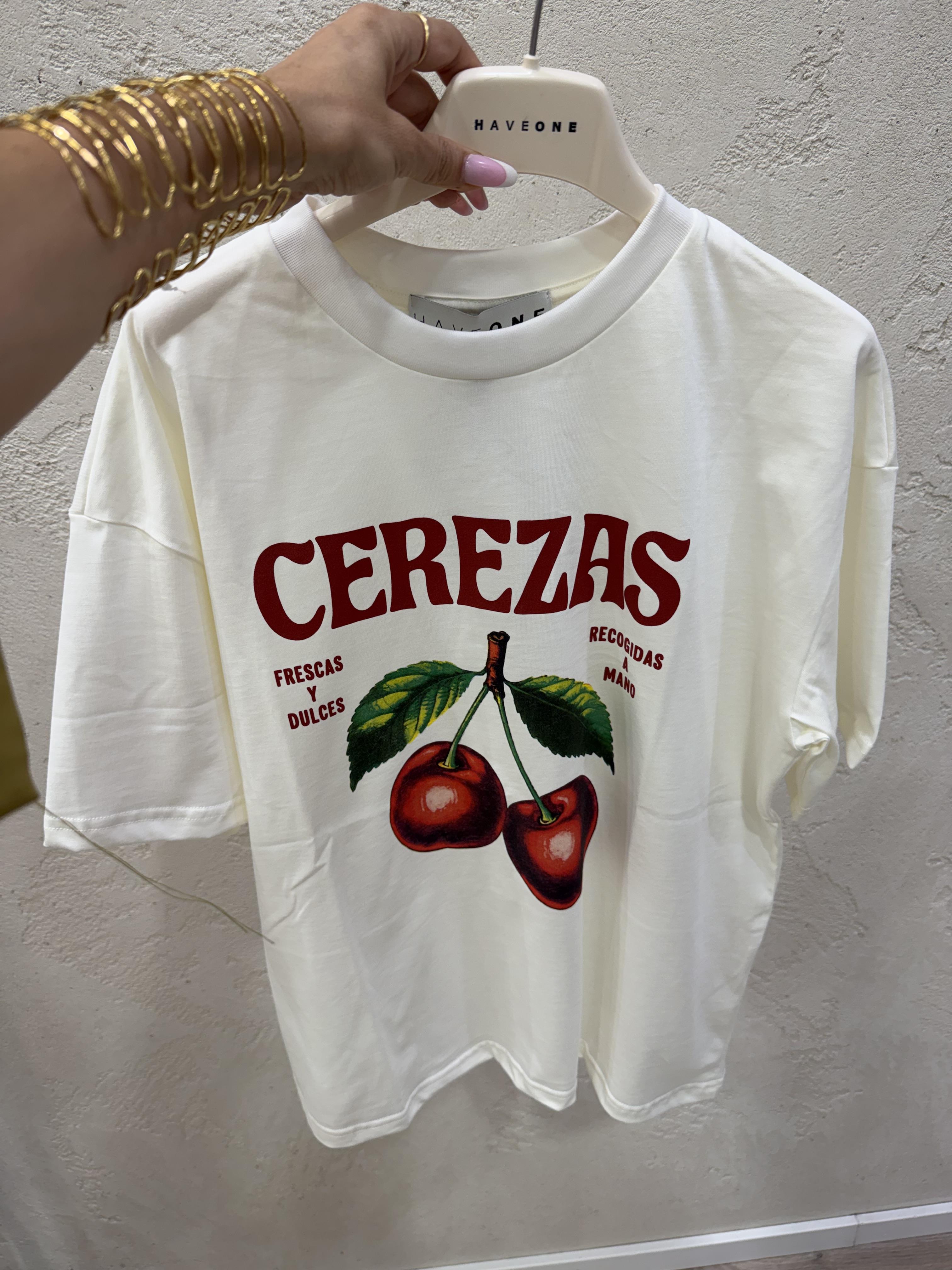 t-shirt over stampa cerezas TDY-Q239 BURRO HAVEONE 