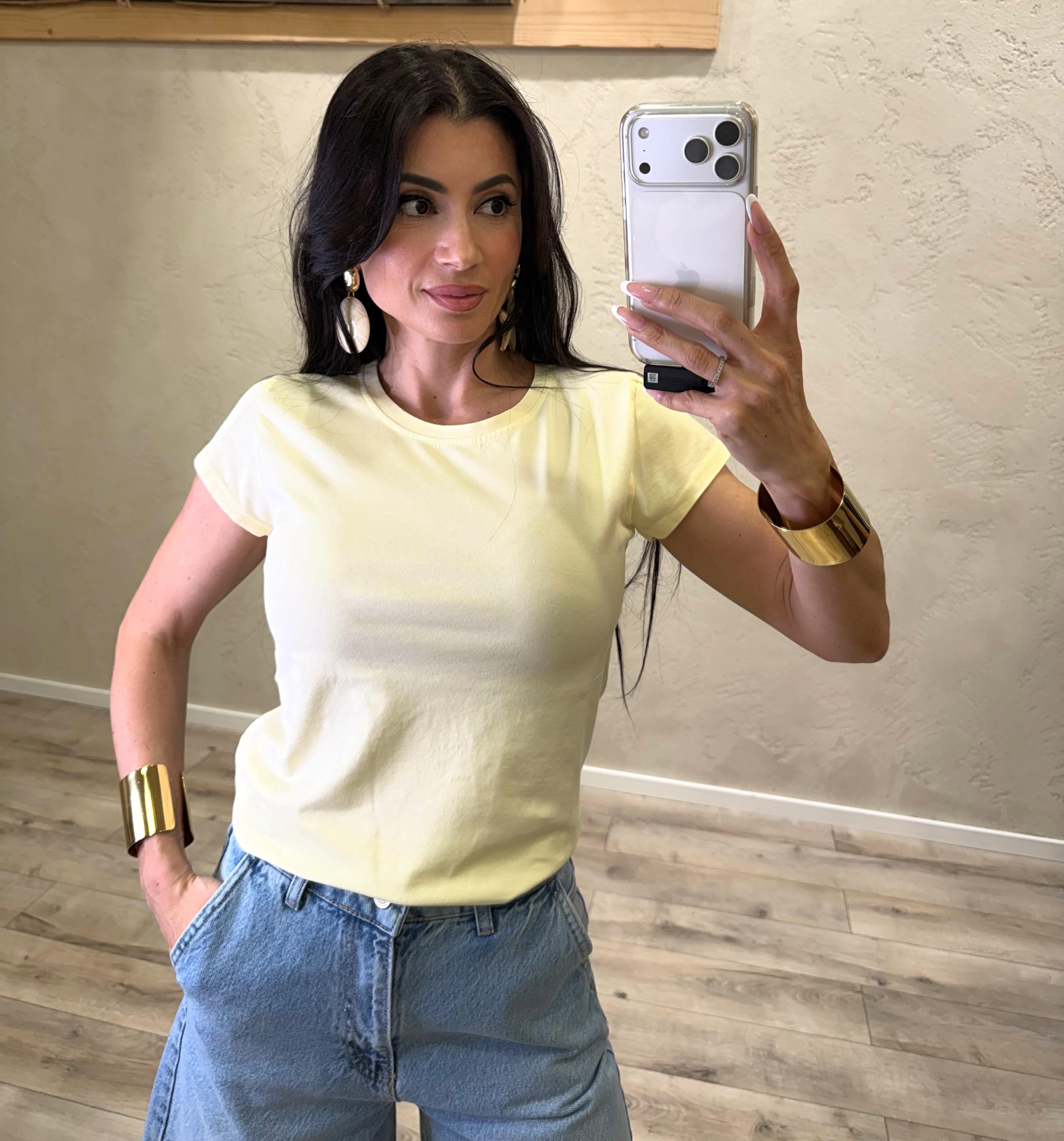 t-shirt sfiancata elasticizzata MJS-Q019 GIALLO HAVEONE 