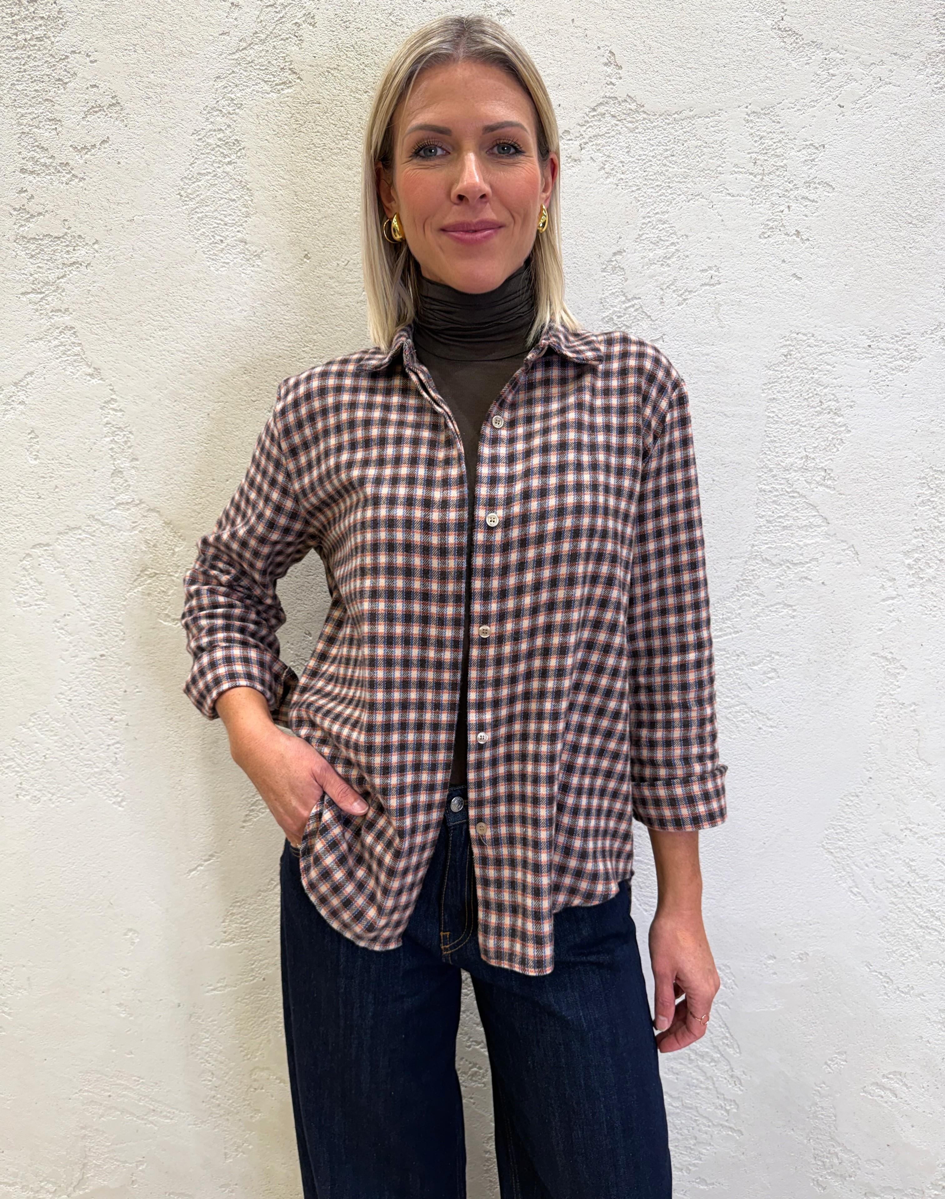 camicia check in flanella CJK-P126 RUGGINE/CAMMELLO/MORO HAVEONE 