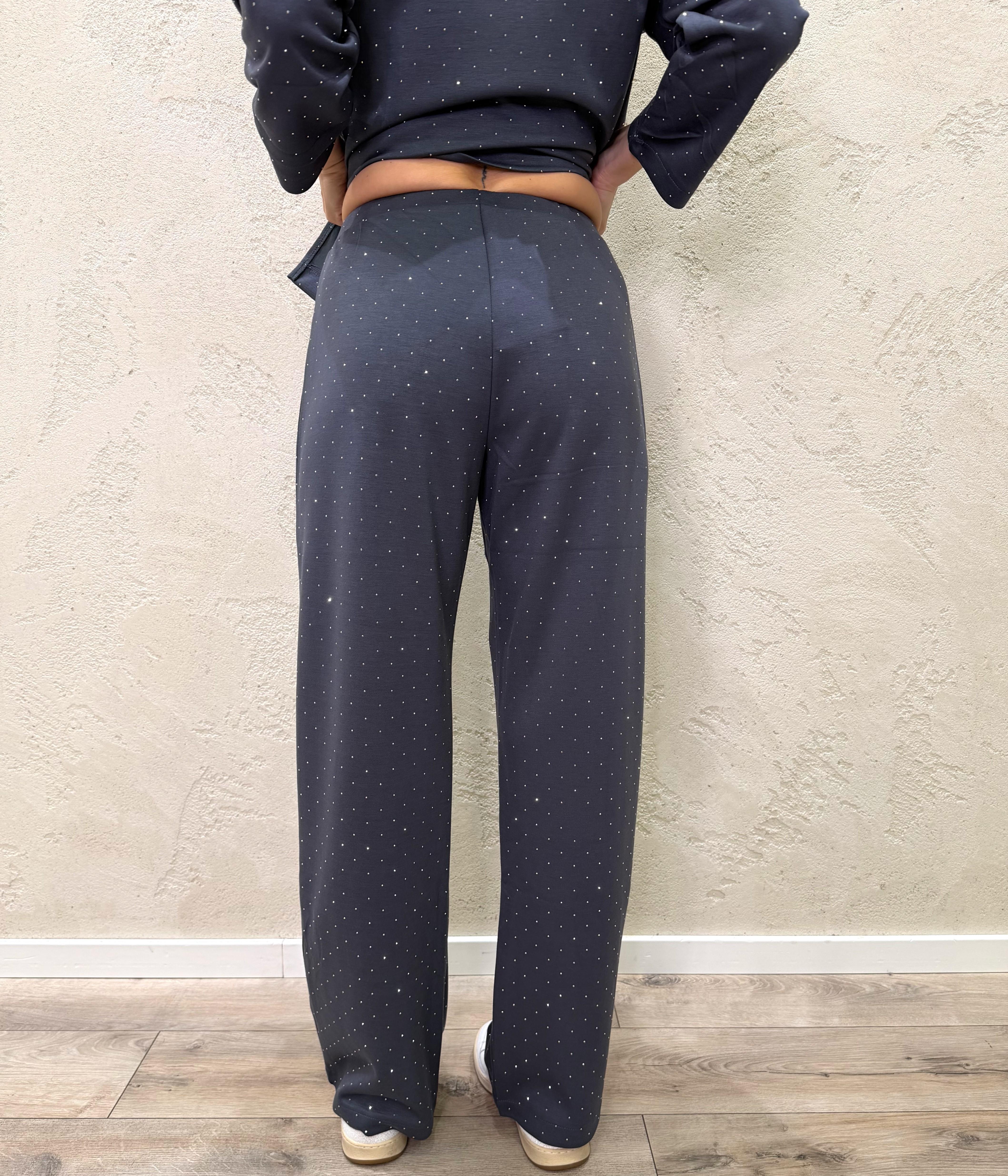 completo coordinato in felpa con strass COMPLETRASS ANTRACITE ELEVI 