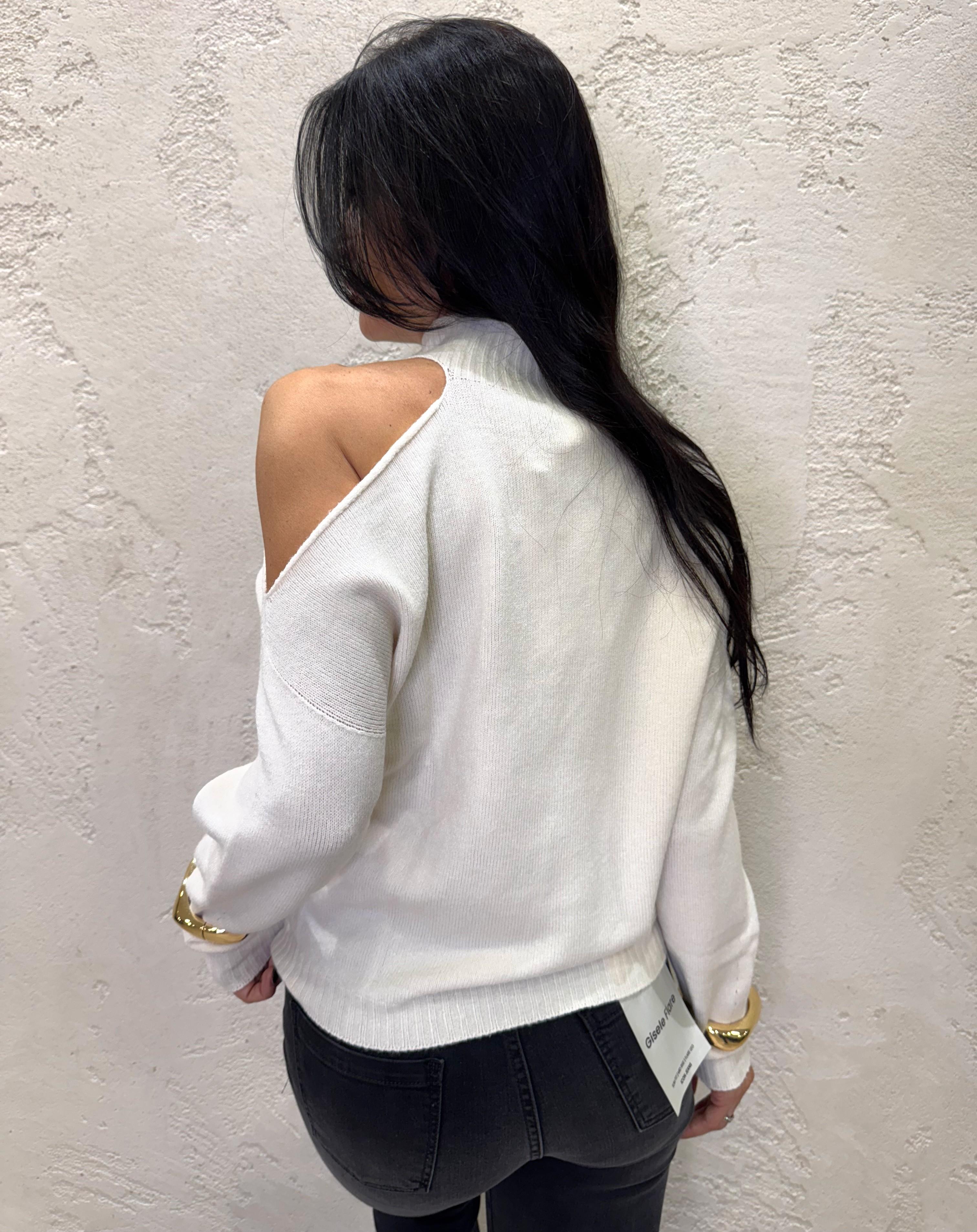 maglia cut out asimmetrica 78071 CREMA SUSY MIX 