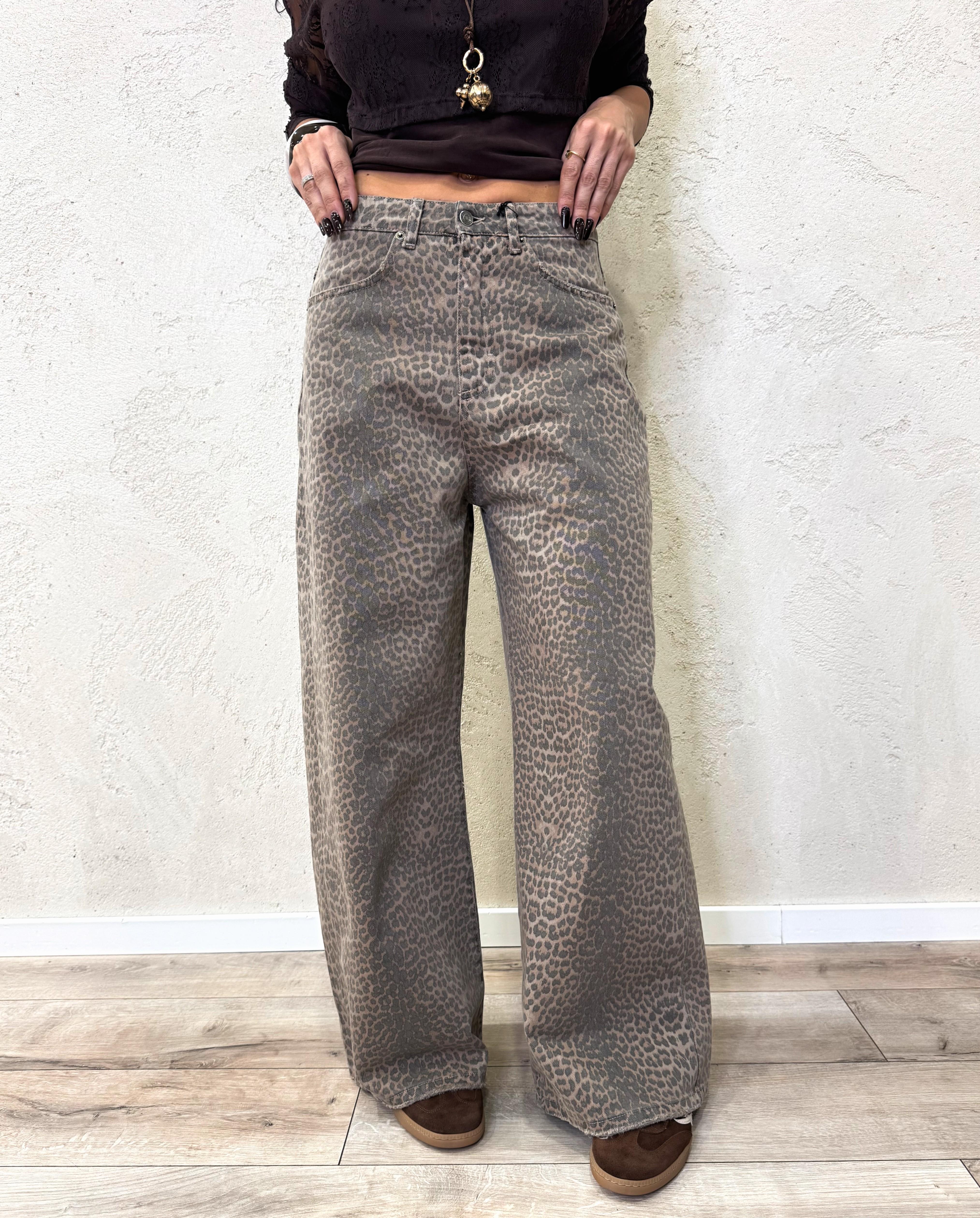 jeans modello giusi a palazzo leopardati GIUSI-LEO LEOPARDATO TENSIONE IN 