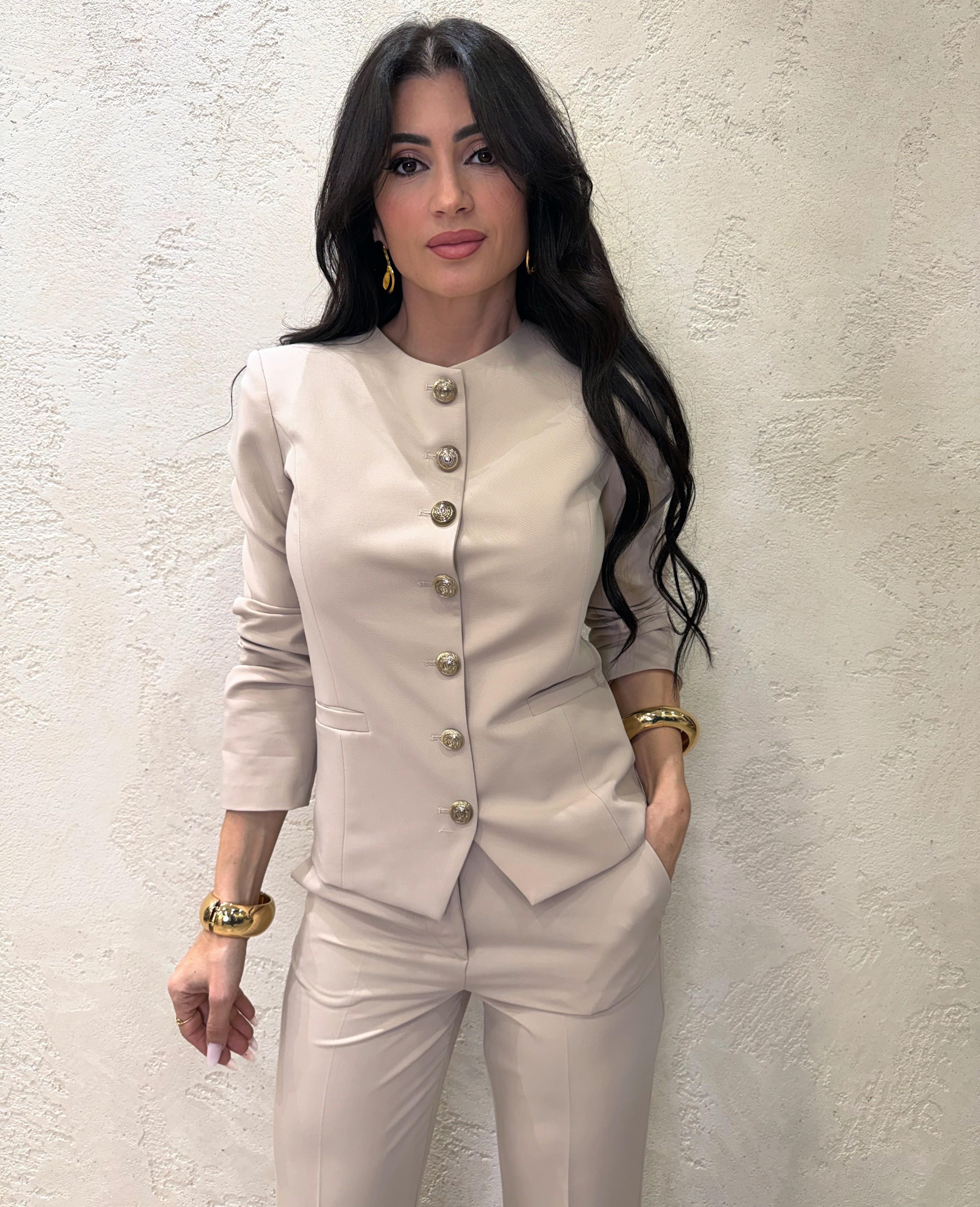 giacca chanellina infiancata TAB1716 BEIGE VICOLO 