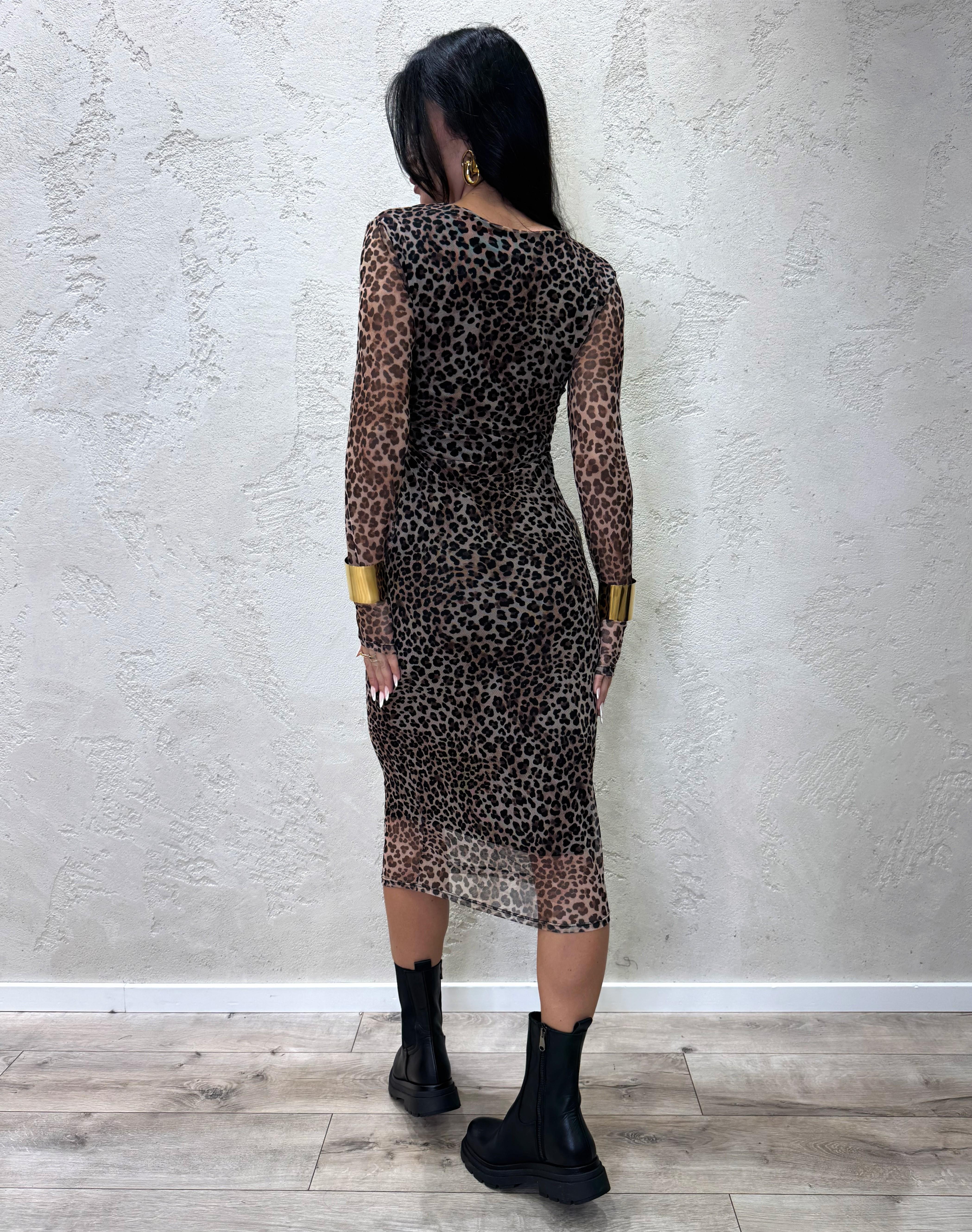 abito midi in tulle elasticizzato con fodera interna A109271TUL MACULATO SUSY MIX 