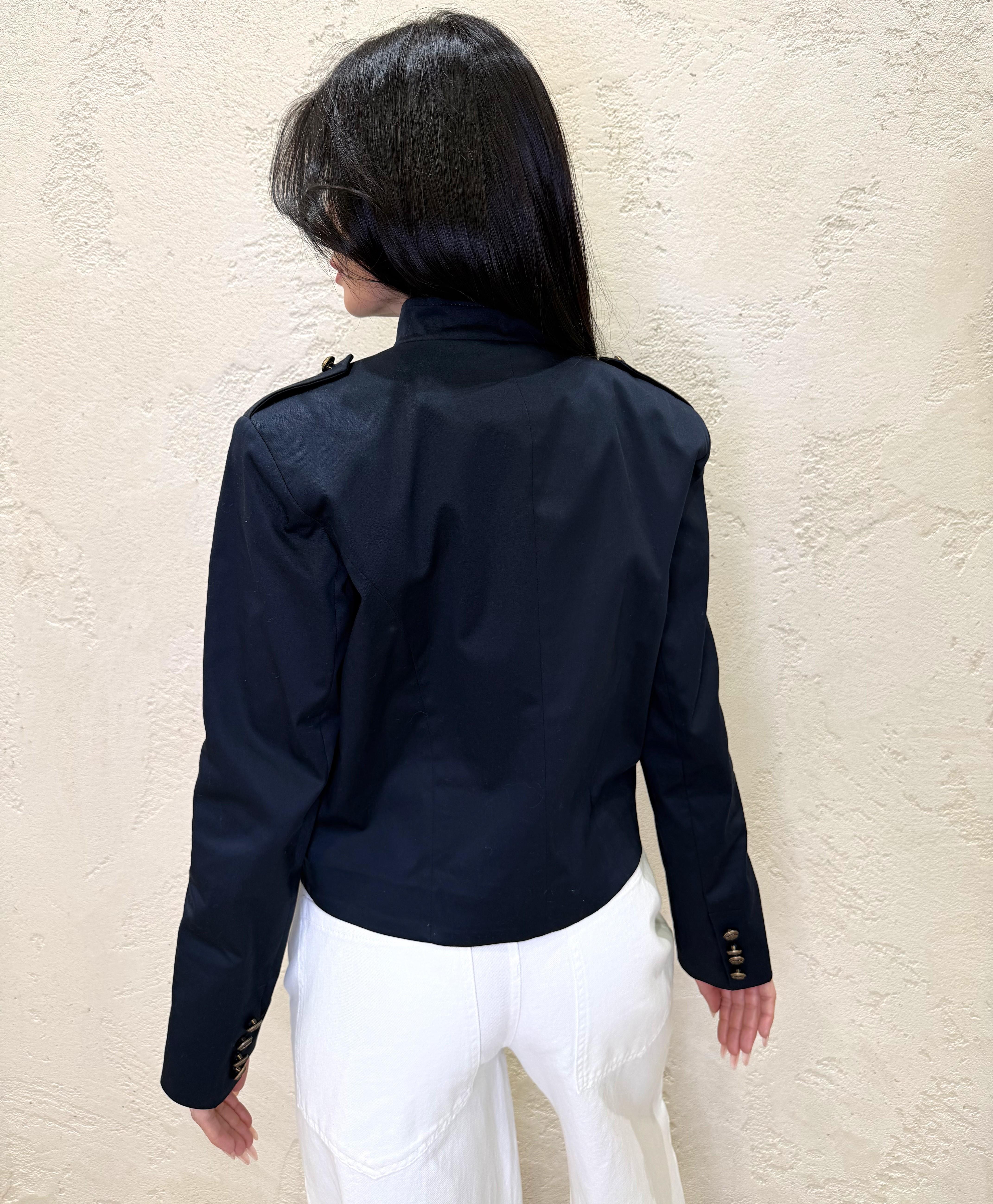 giacca napoleone con collo alla coreana 26B3797 BLU TENSIONE IN 