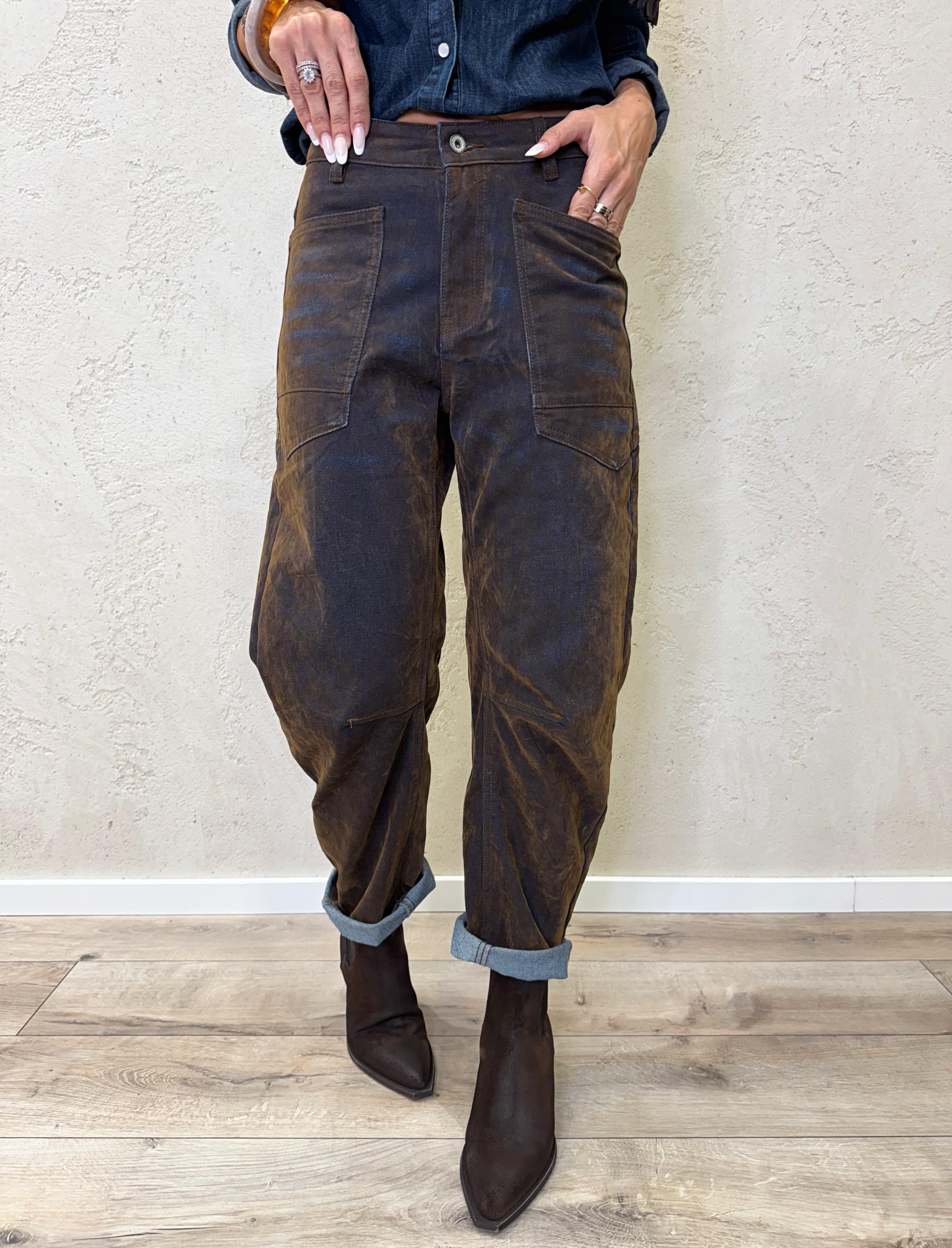 Jeans modello ferro di cavallo in suede effetto vintage 93081 VINTAGEWASHED SUSY MIX 