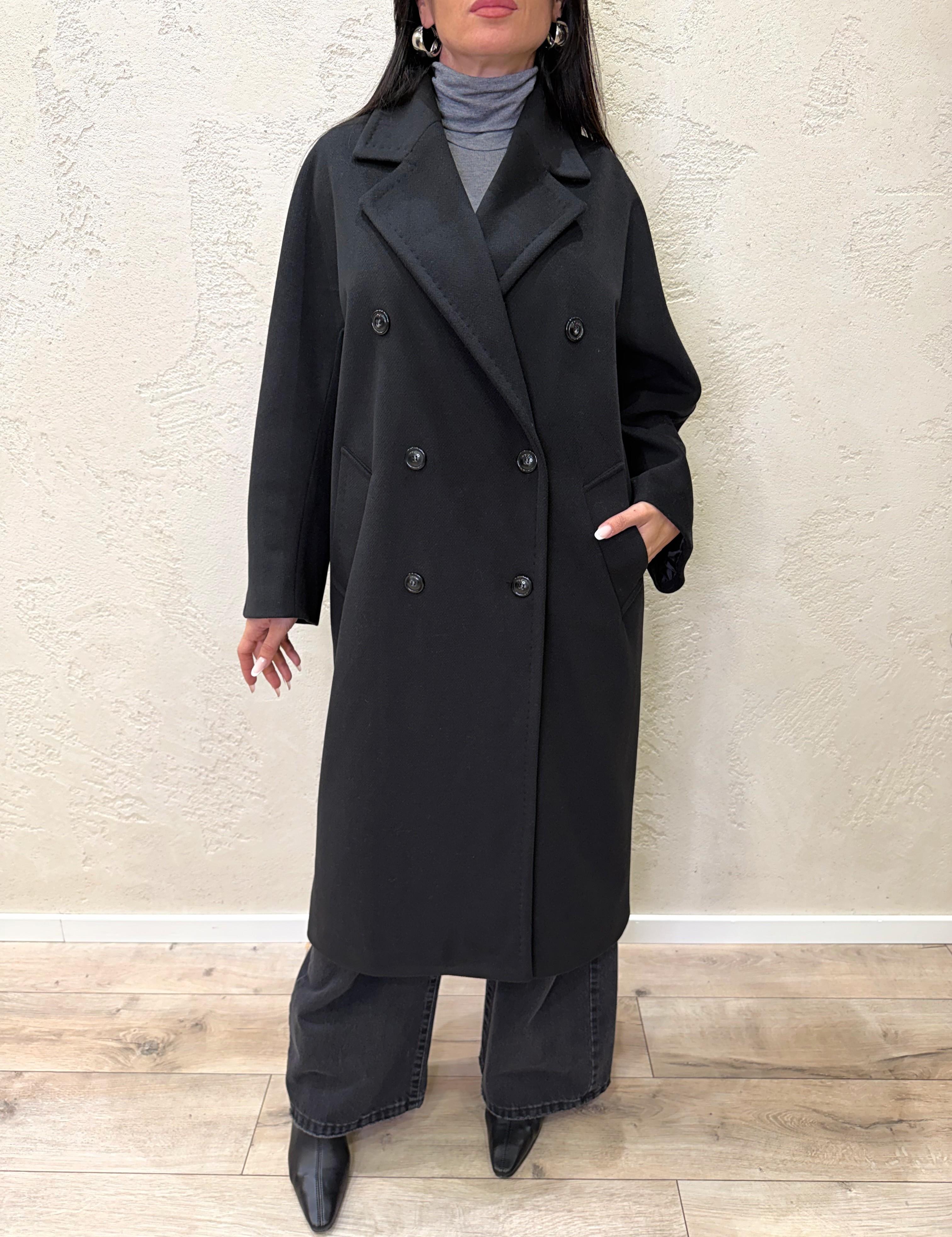 cappotto lungo doppio petto 9746MRKAI25 NERO TENSIONE IN 