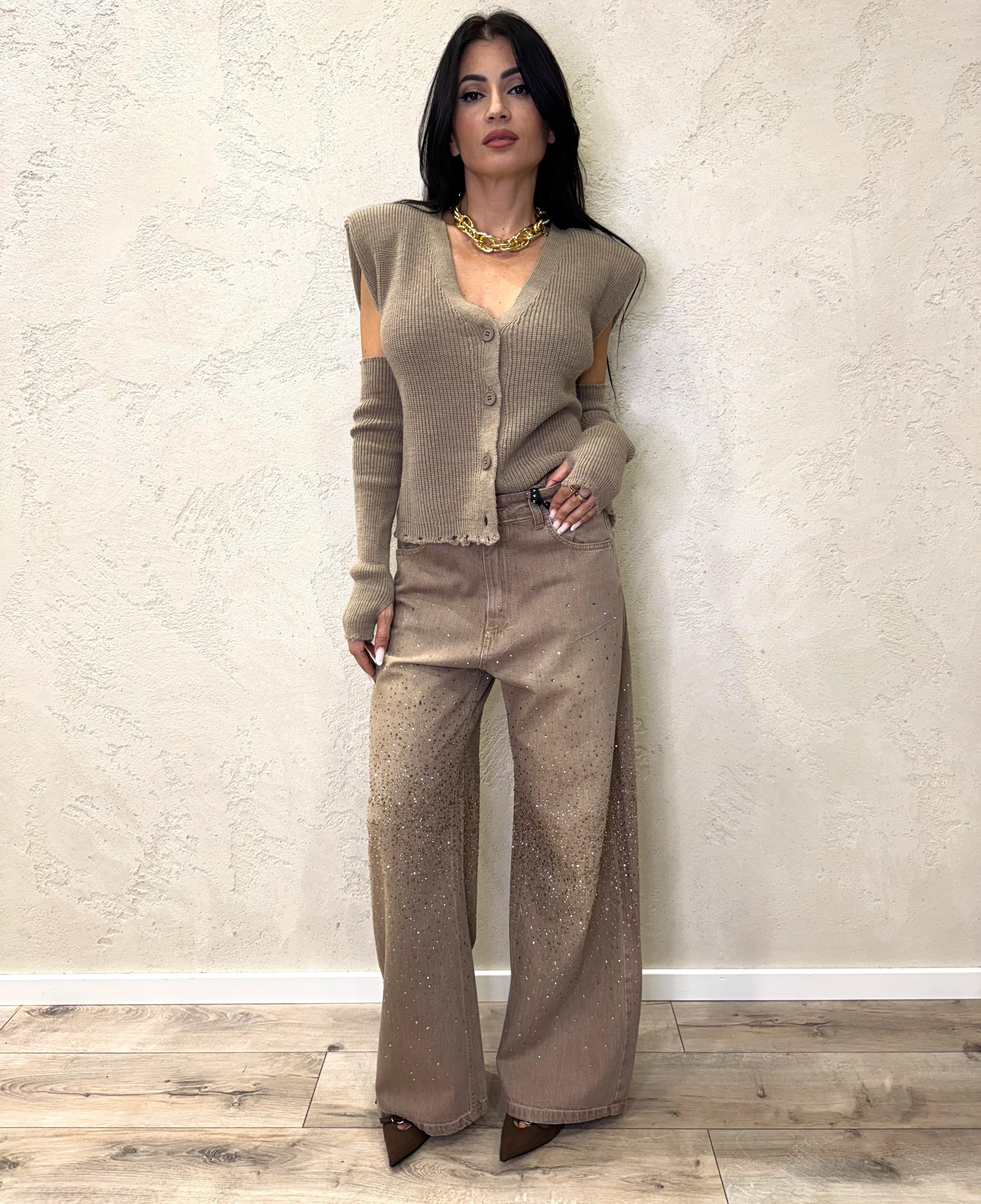 gilet misto lana con spalline e manicotti LFP-P015 CORDA HAVEONE 