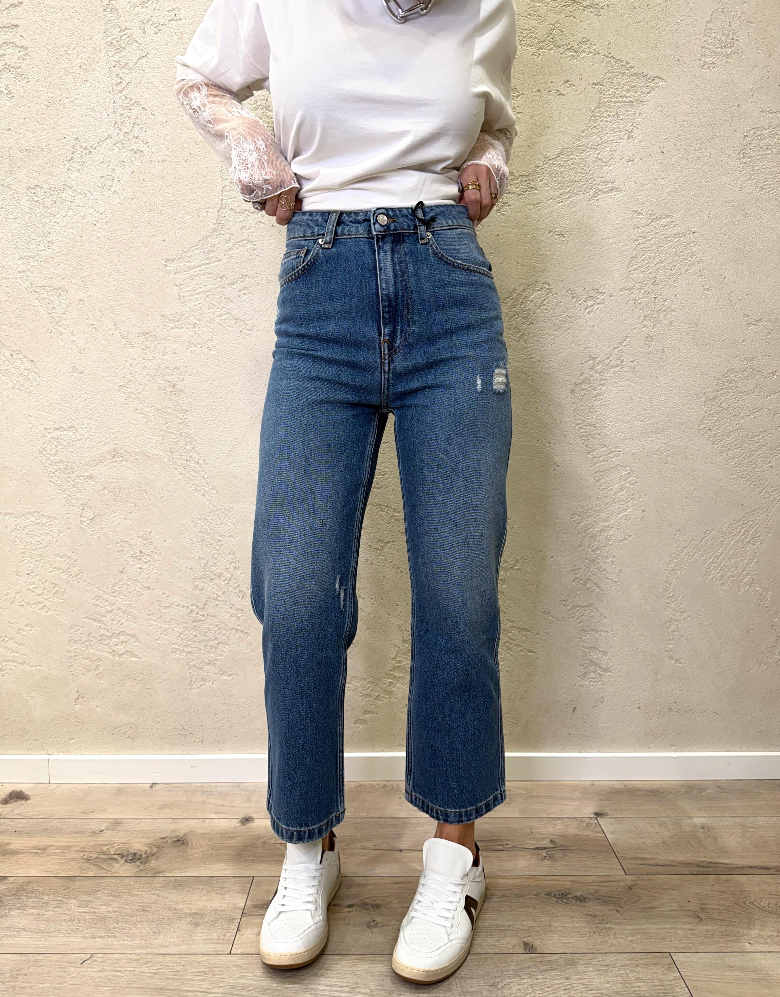 jeans in tela ferma modello kate a gamba dritta con rotture DAB5128 DENIM VICOLO 