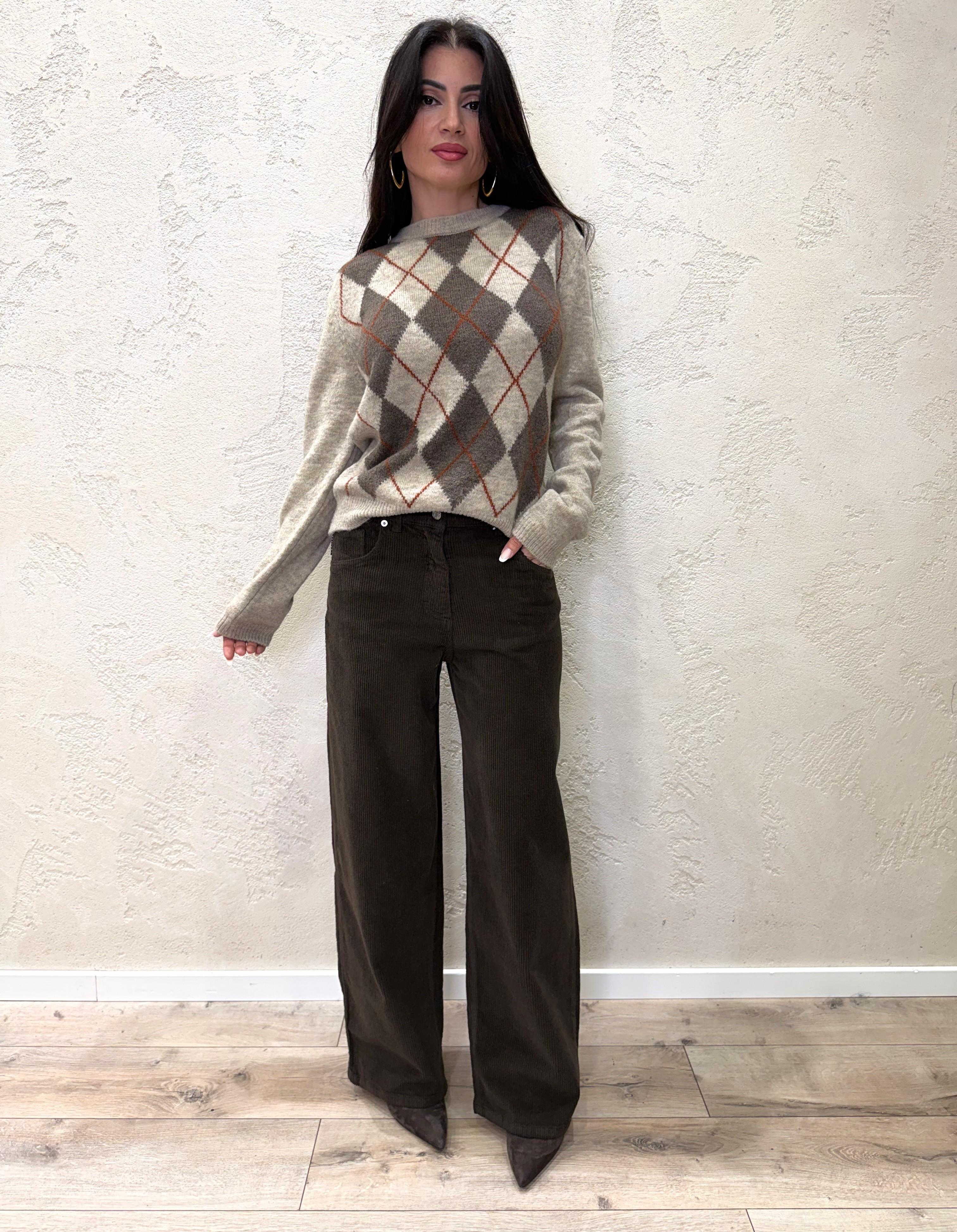 pull misto lana in fantasia MFP-P215 BEIGE/MORO HAVEONE 