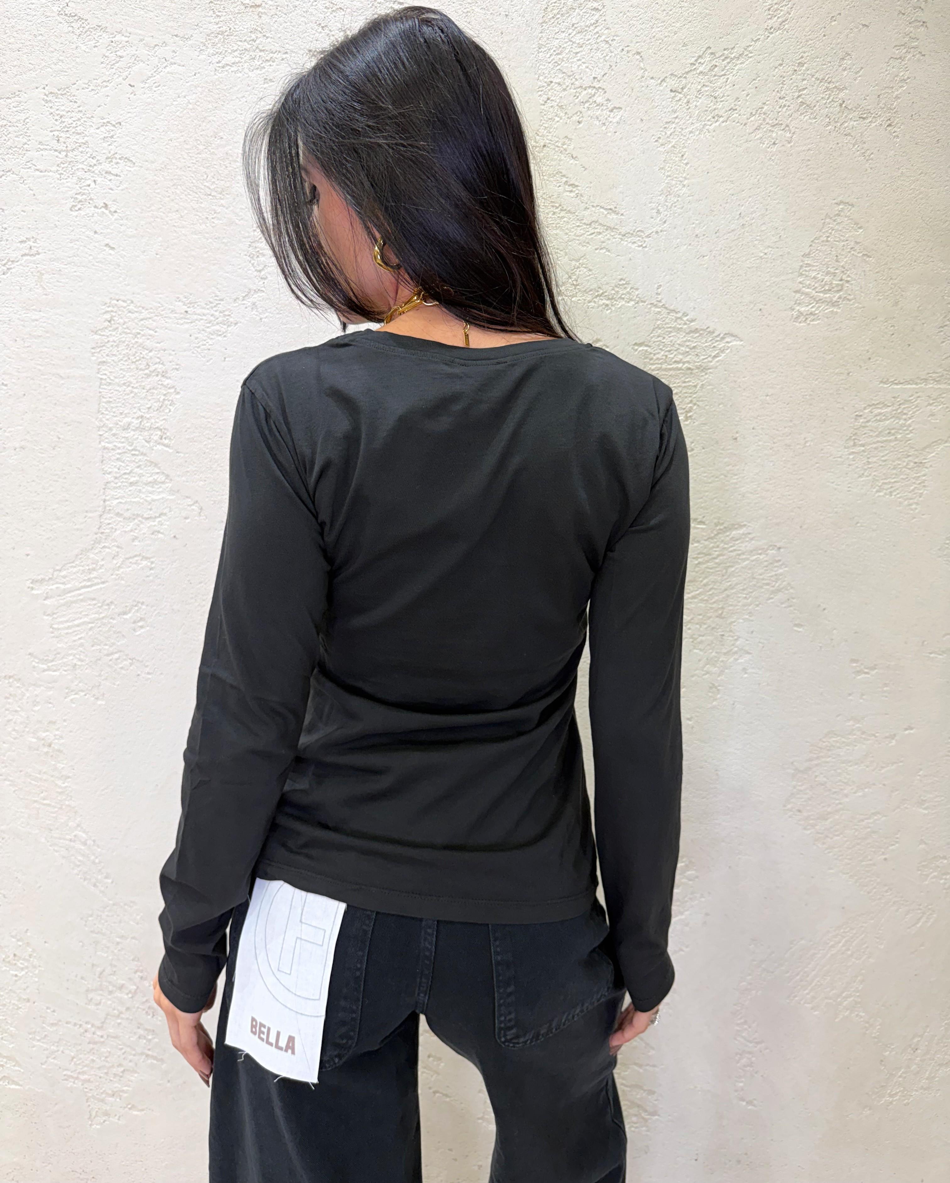 t-shirt basica a maniche lunghe 2646 NERO SUSY MIX 