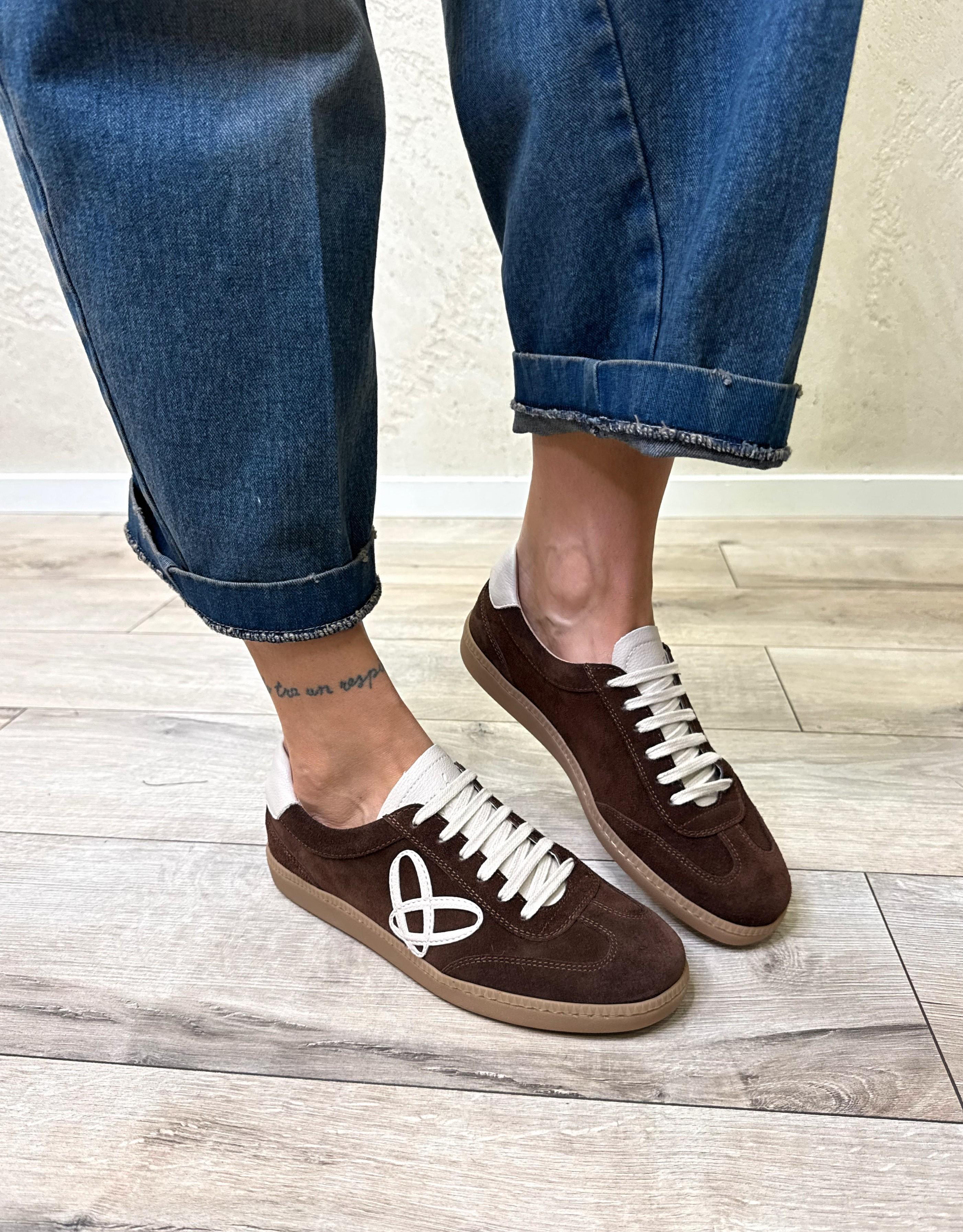 sneakers in vera pelle FE4467M MARRONE OVYE' 