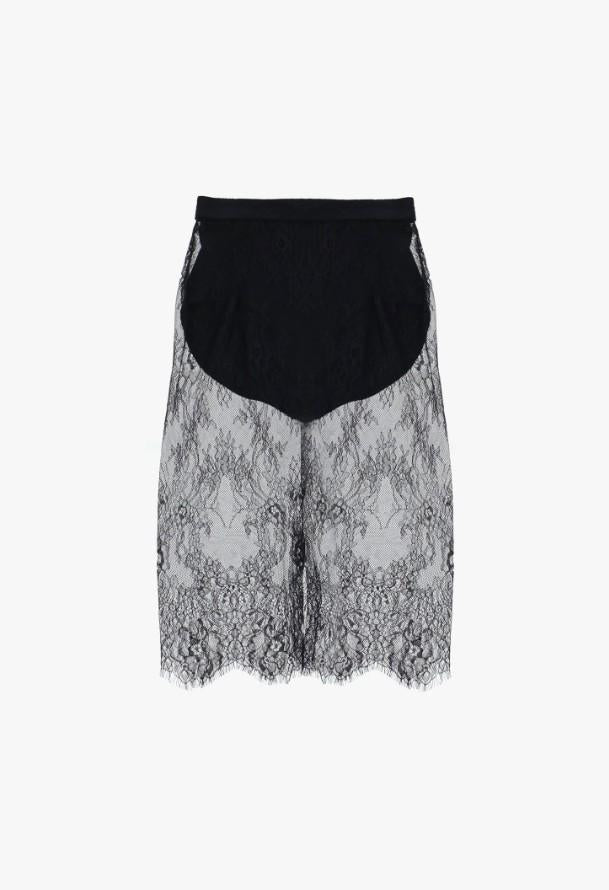 gonna midi in pizzo floreale trasparente GNQ3LJR NERO IMPERIAL 