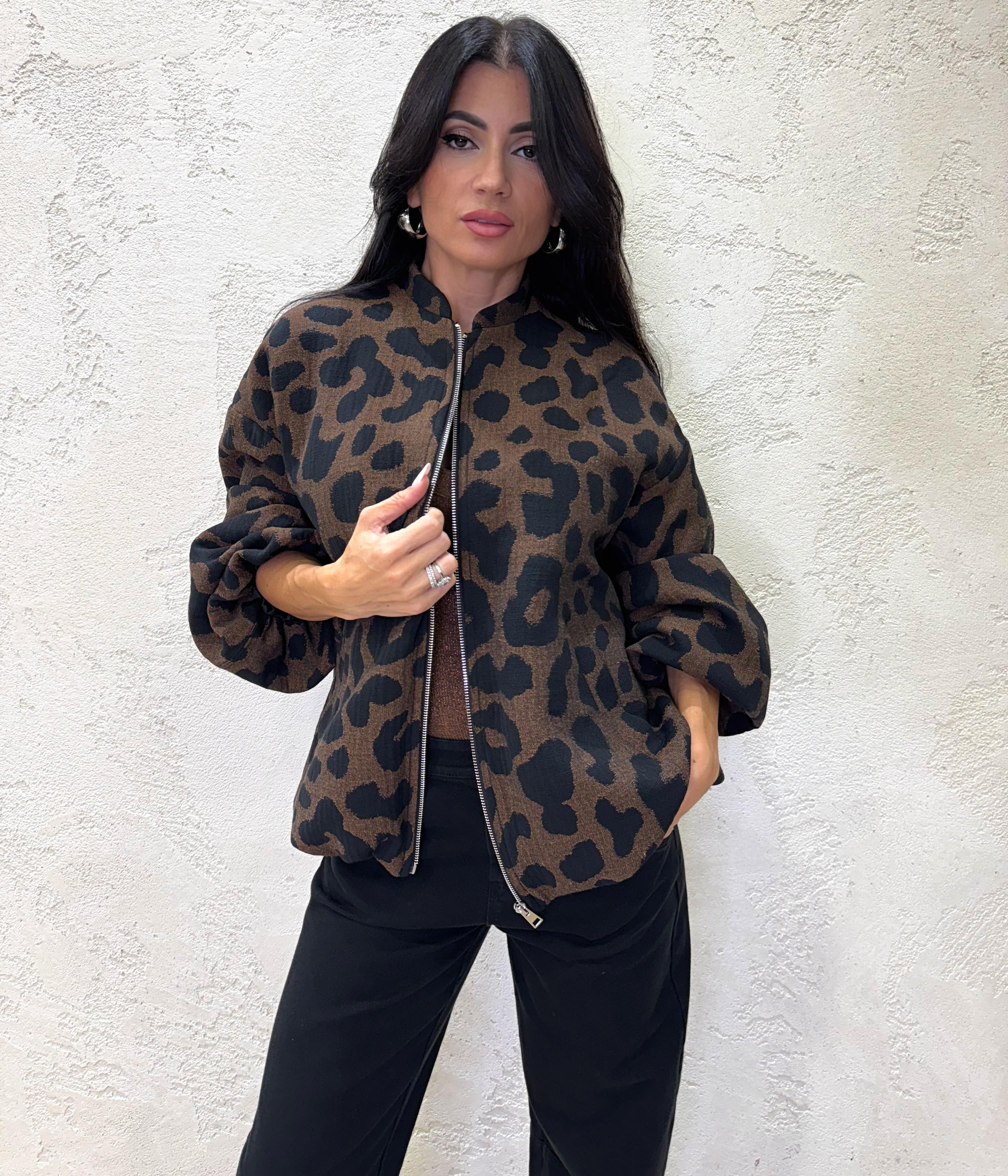 bomber oversize con stampa animalier VHD3KCH LEOPARDATO IMPERIAL 