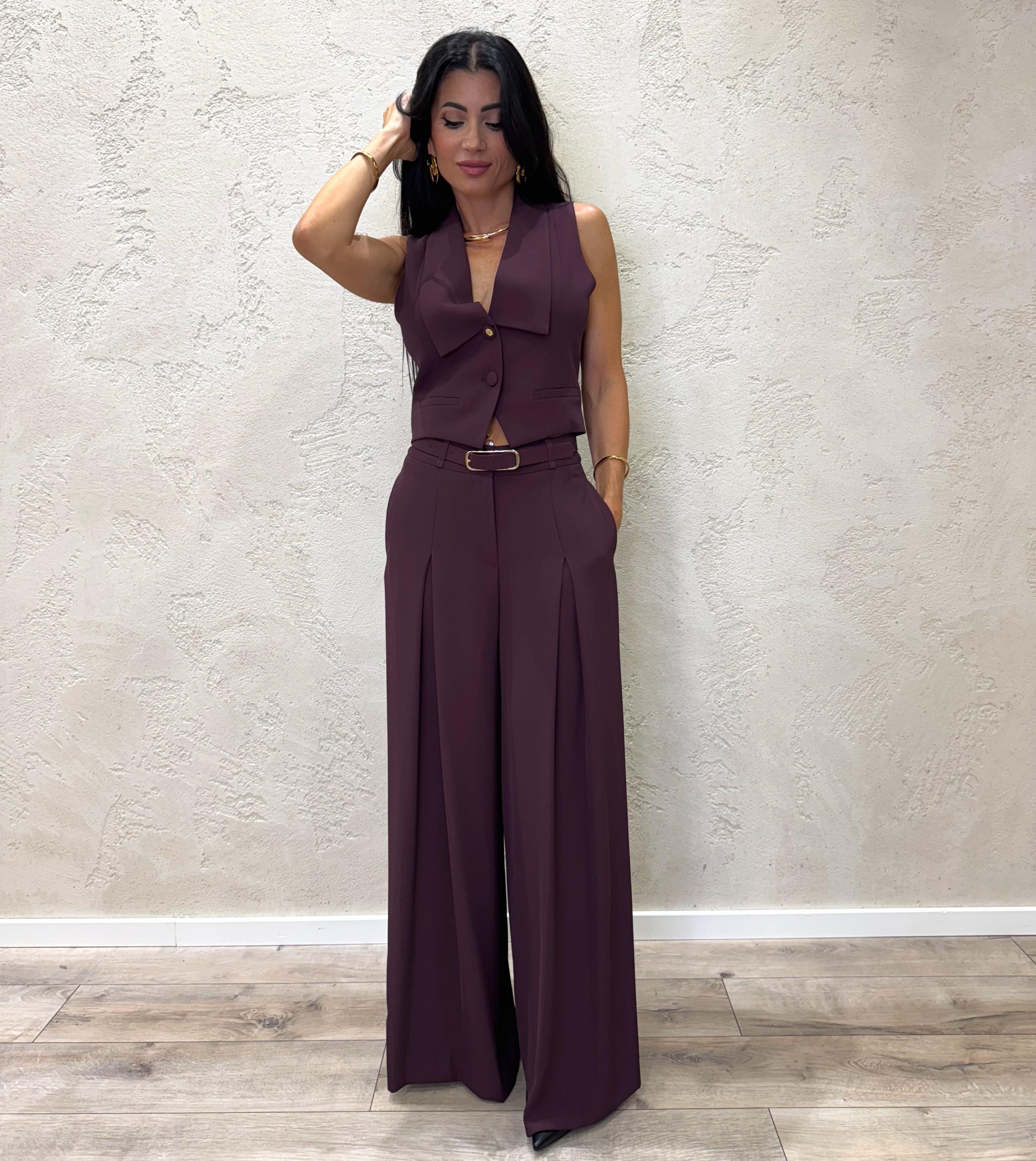 pantalone ampio con pinces PEZ3KHXC PRUGNA IMPERIAL 