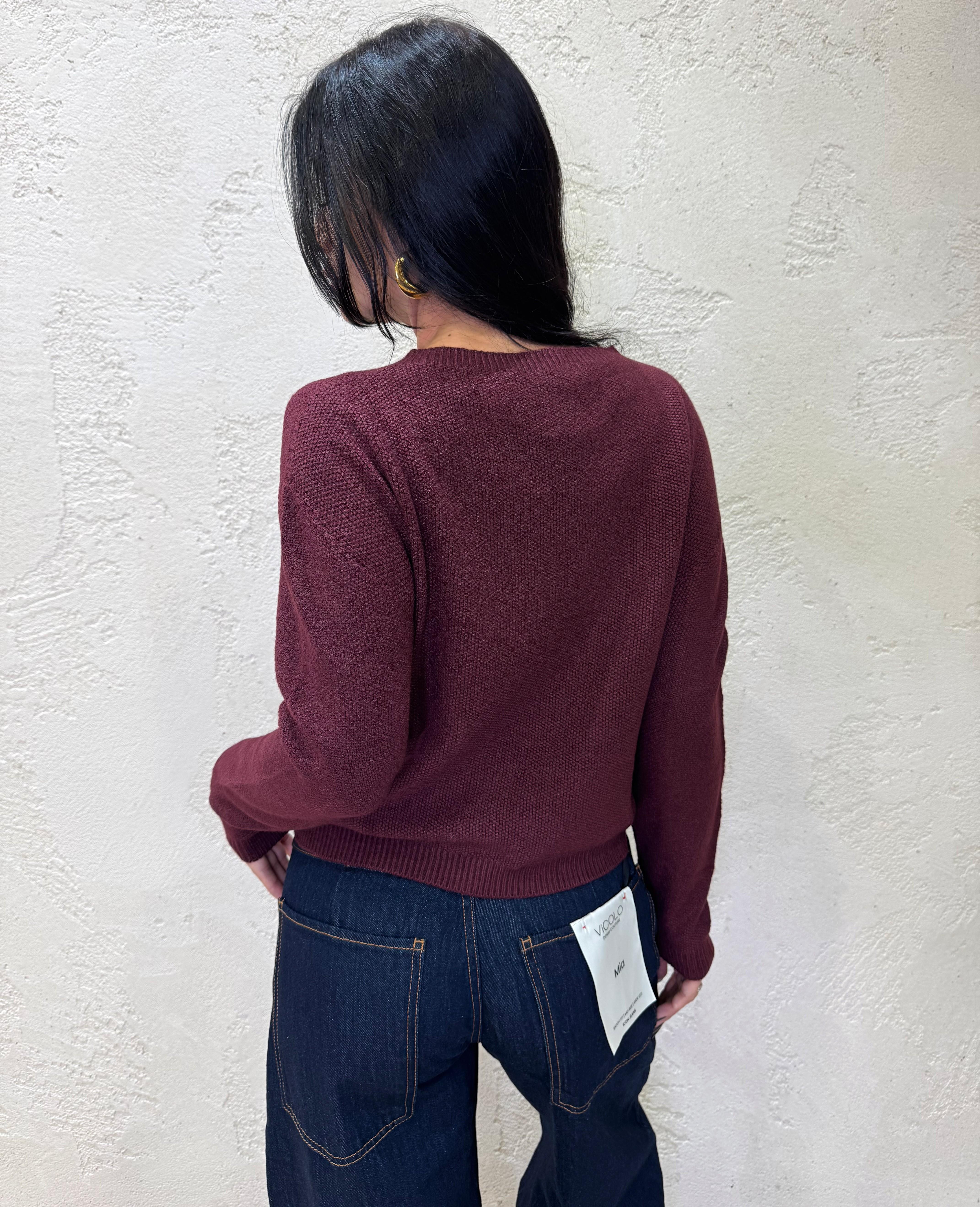 maglia girocollo a punto riso 78172J VINO SUSY MIX 