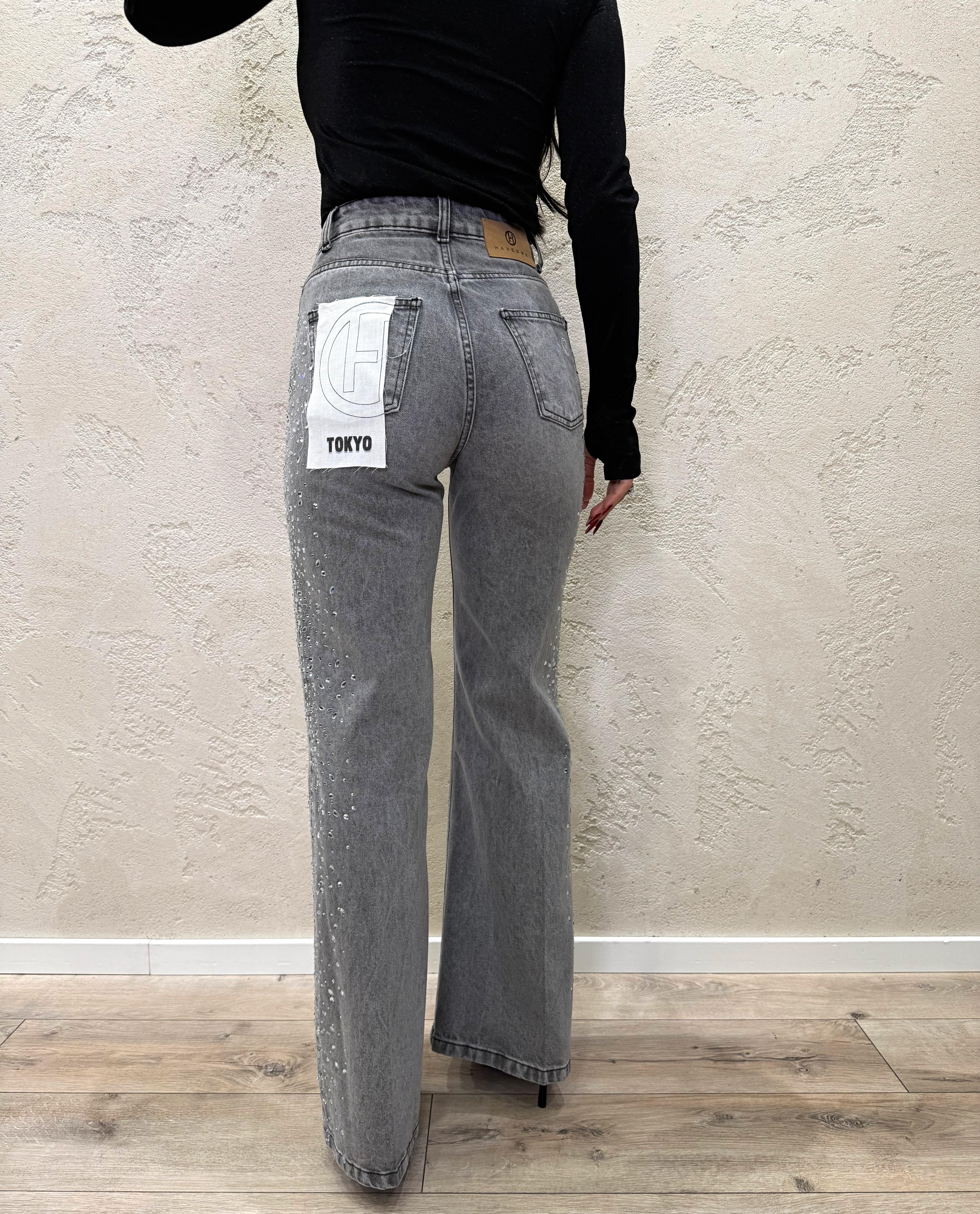 jeans modello tokio con swarovski PGZ-P253 GRIGIO HAVEONE 