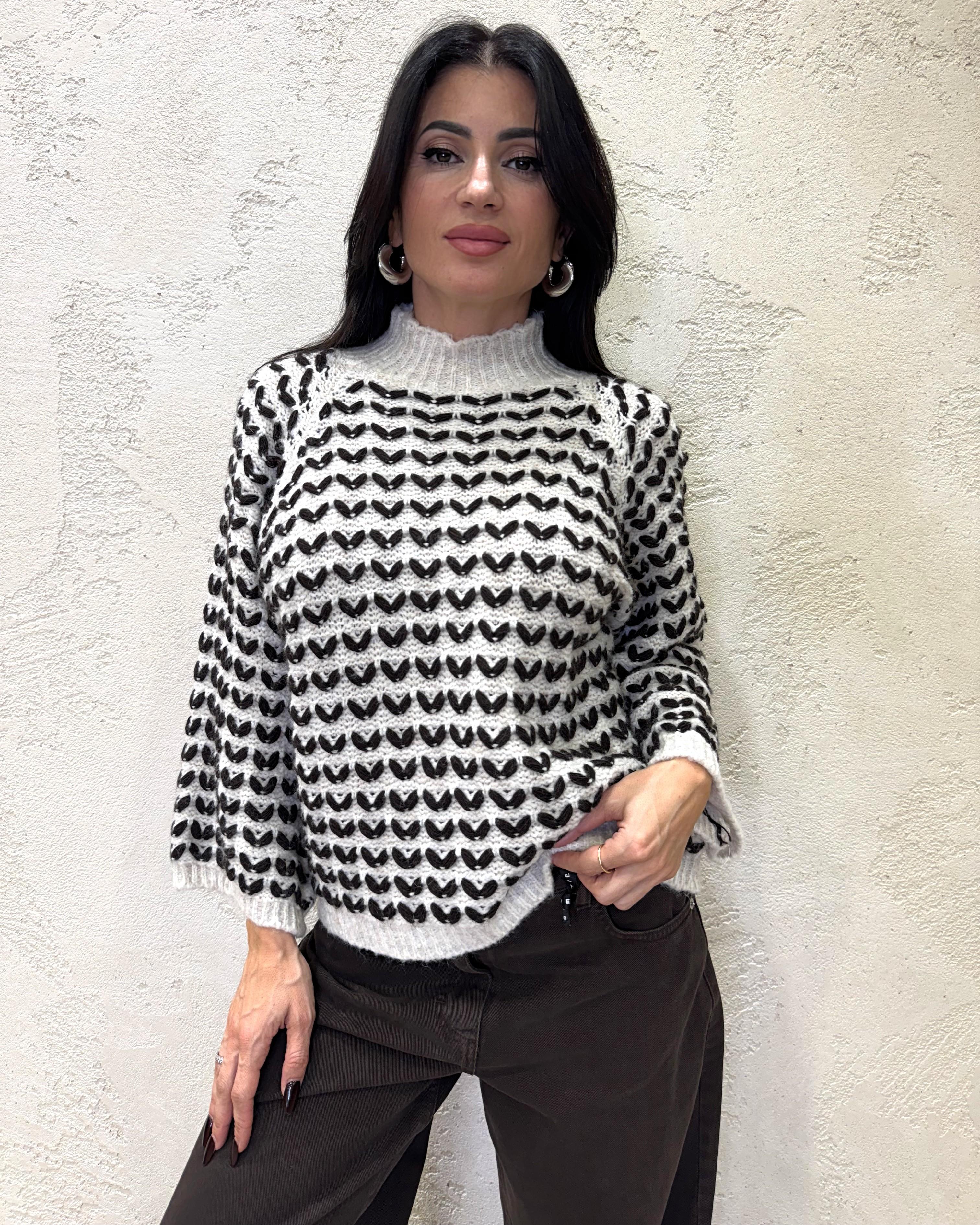 pull doppio colore MCUORE BURRO/MORO ELEVI 