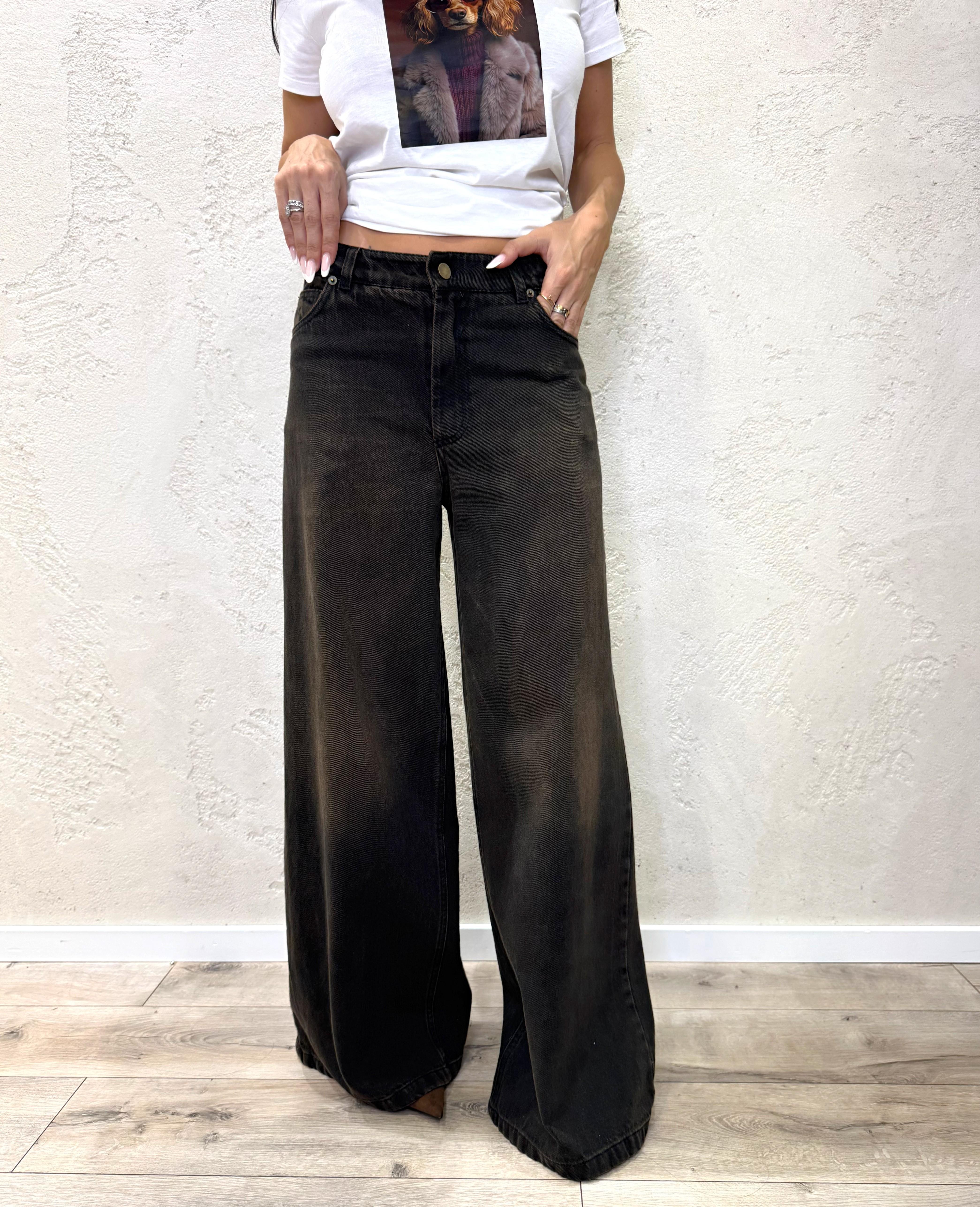 jeans a palazzo bruciato KM494 BRUCIATO TENSIONE IN 