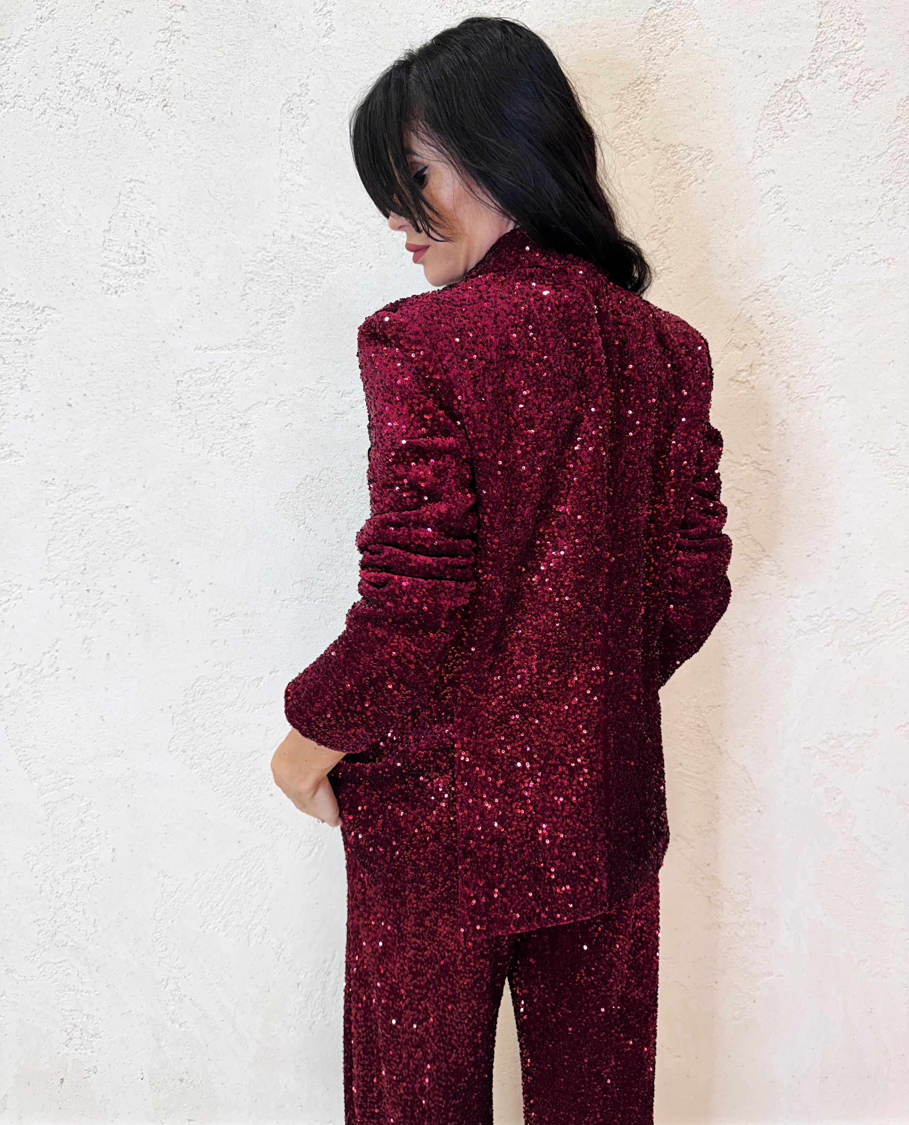blazer doppiopetto in paillettes 35640 BORDEAUX TENSIONE IN 