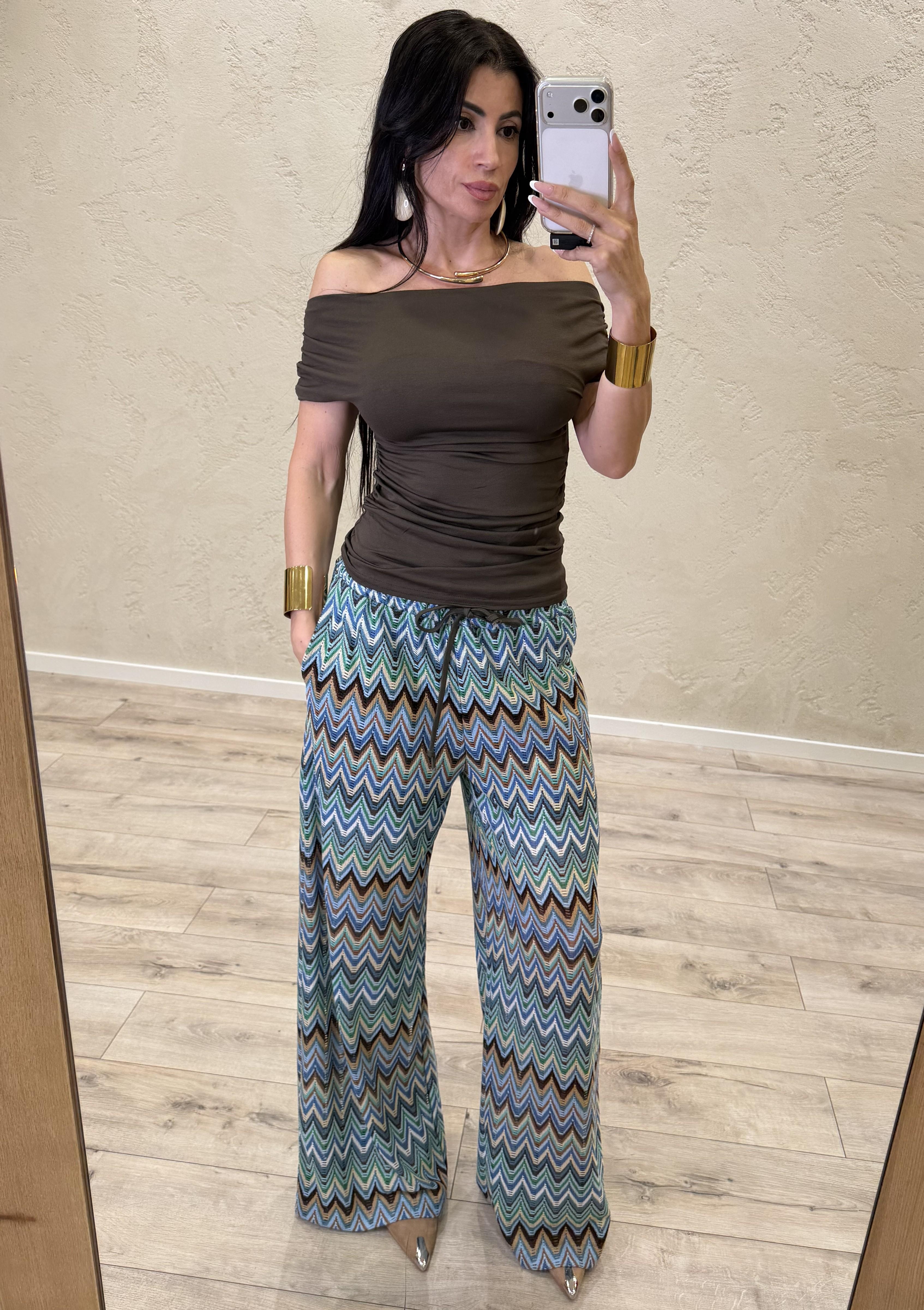 t-shirt scollo shiffer con arricciature sui fianchi B05198 MORO SUSY MIX 