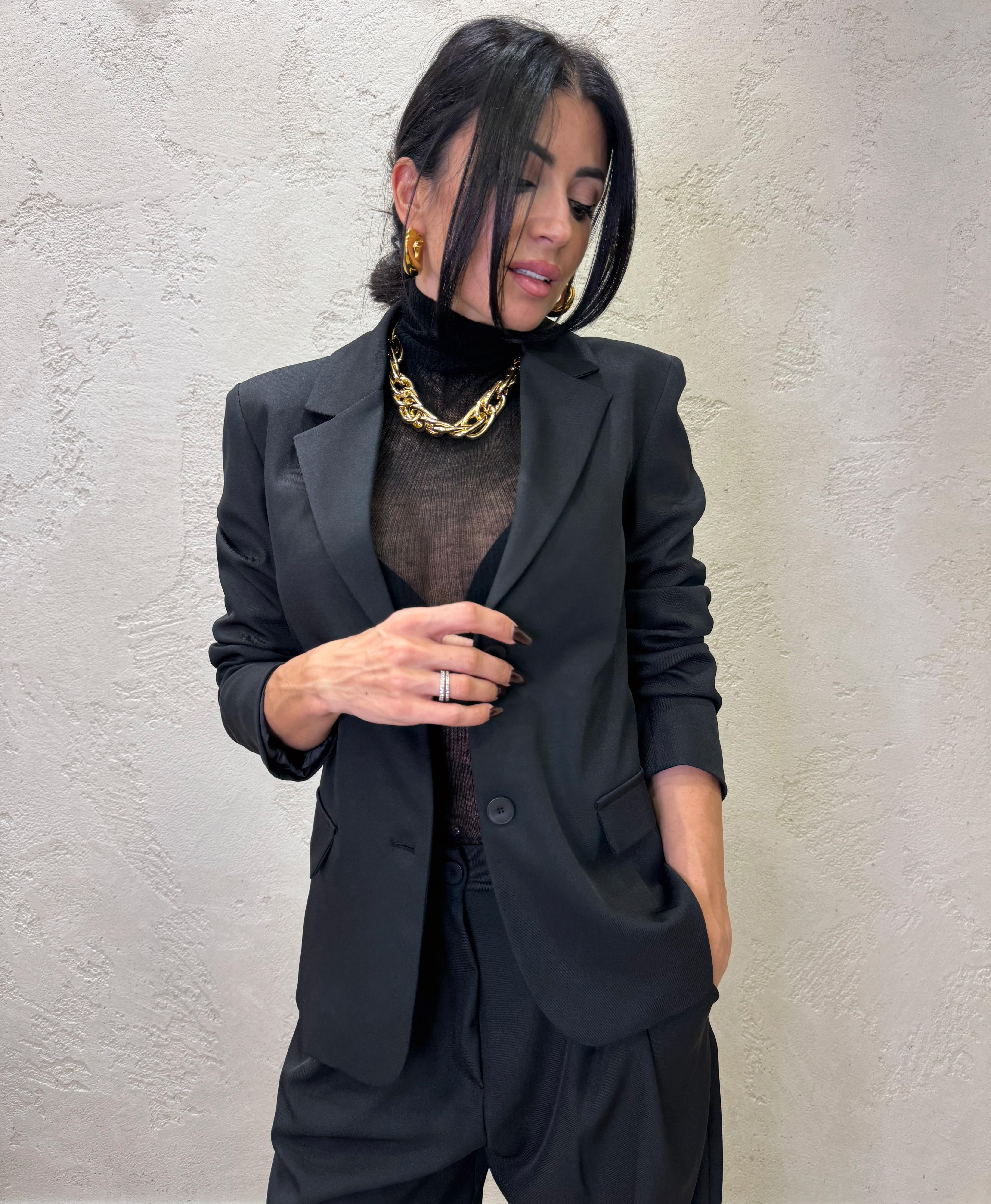 blazer basico con doppio bottone TF1519 NERO VICOLO 