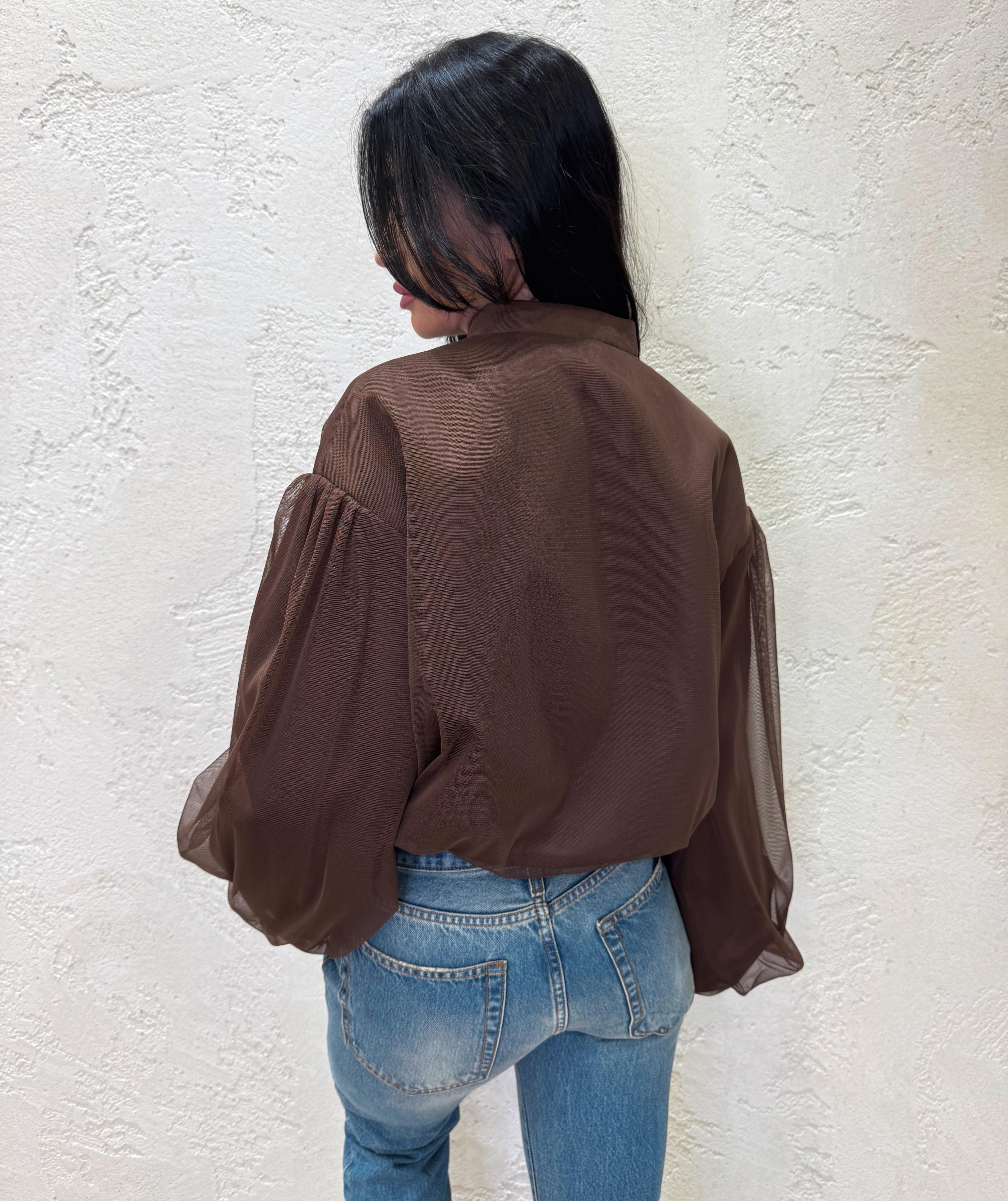 bomber in tulle VHN3KAI CIOCCOLATO IMPERIAL 