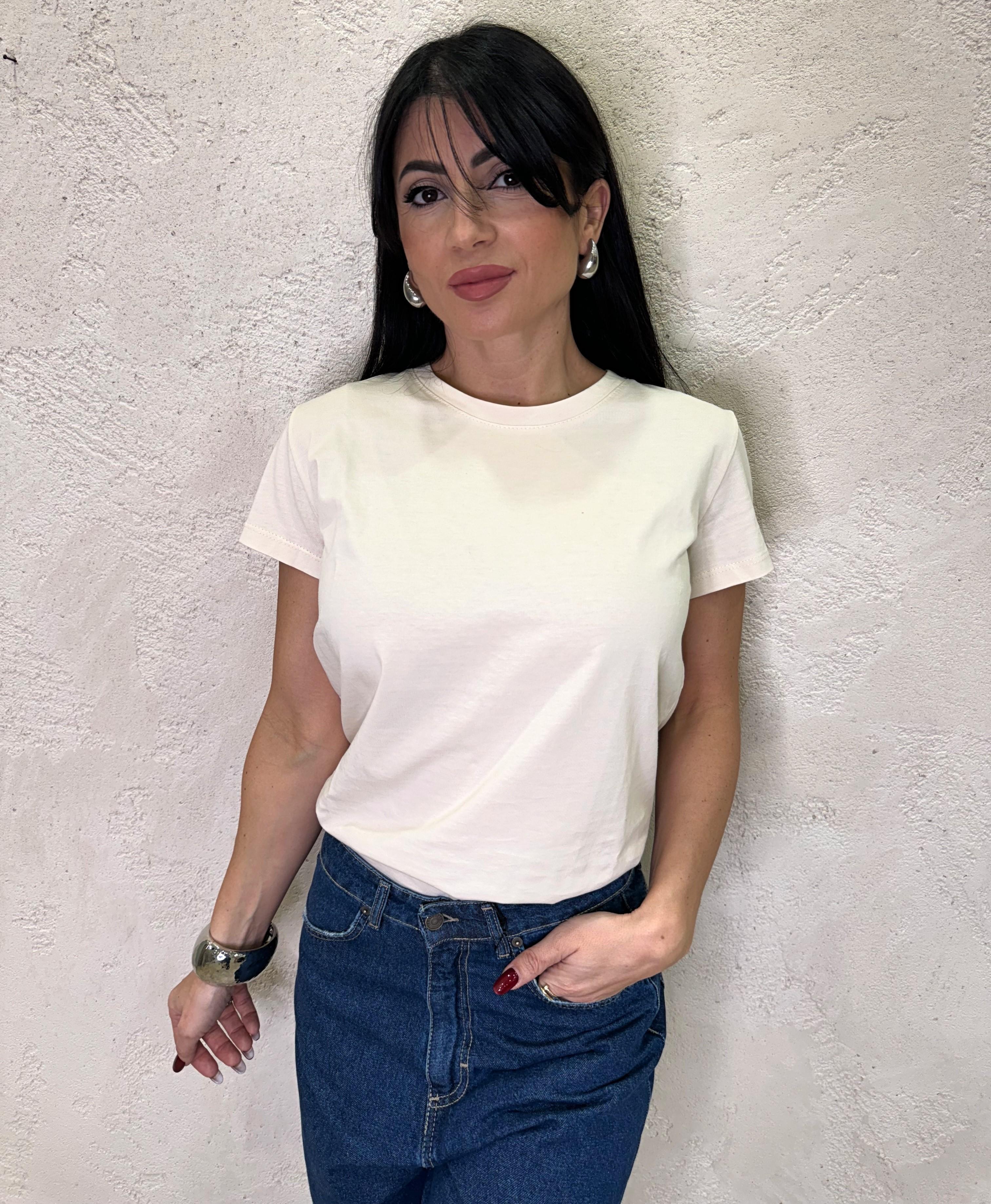 t-shirt basica a manica corta SH000904 BEIGE SUSY MIX 
