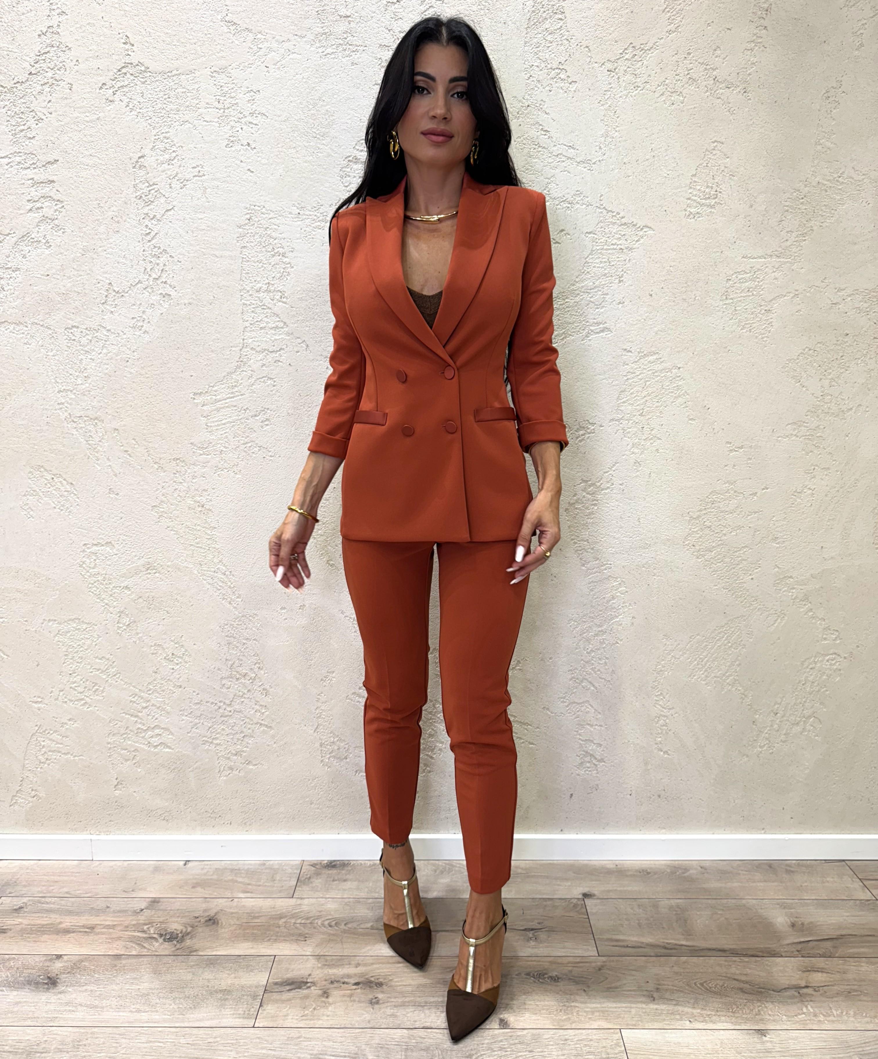 pantalone a sigaretta in crepe elasticizzato PVN2KAW ZUCCA IMPERIAL 