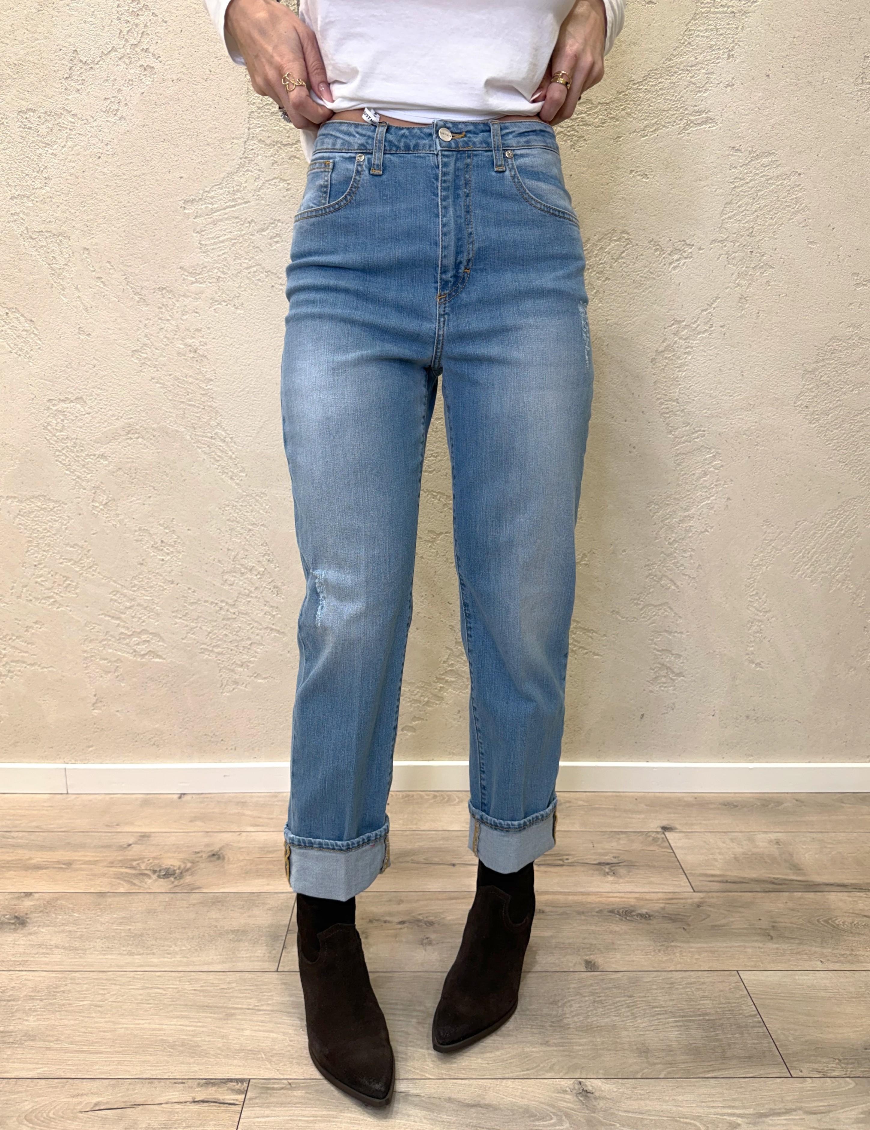 jeans elasticizzato a gamba dritta con rotture JALEJ160 JEANS SUSY MIX 