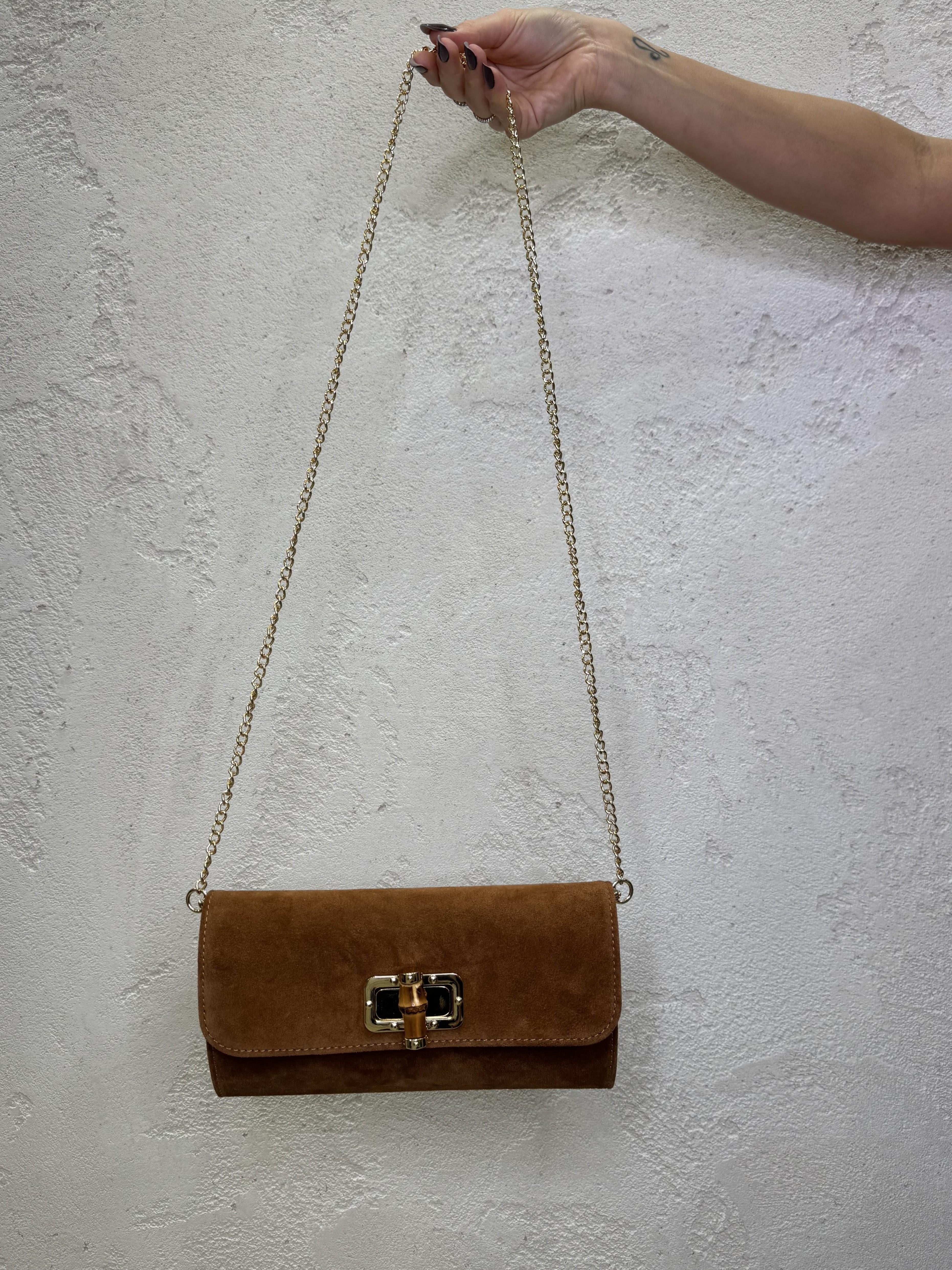 borsa clutch scamosciata in vera pelle CLUTCHSCAM TABACCO ELEVI 