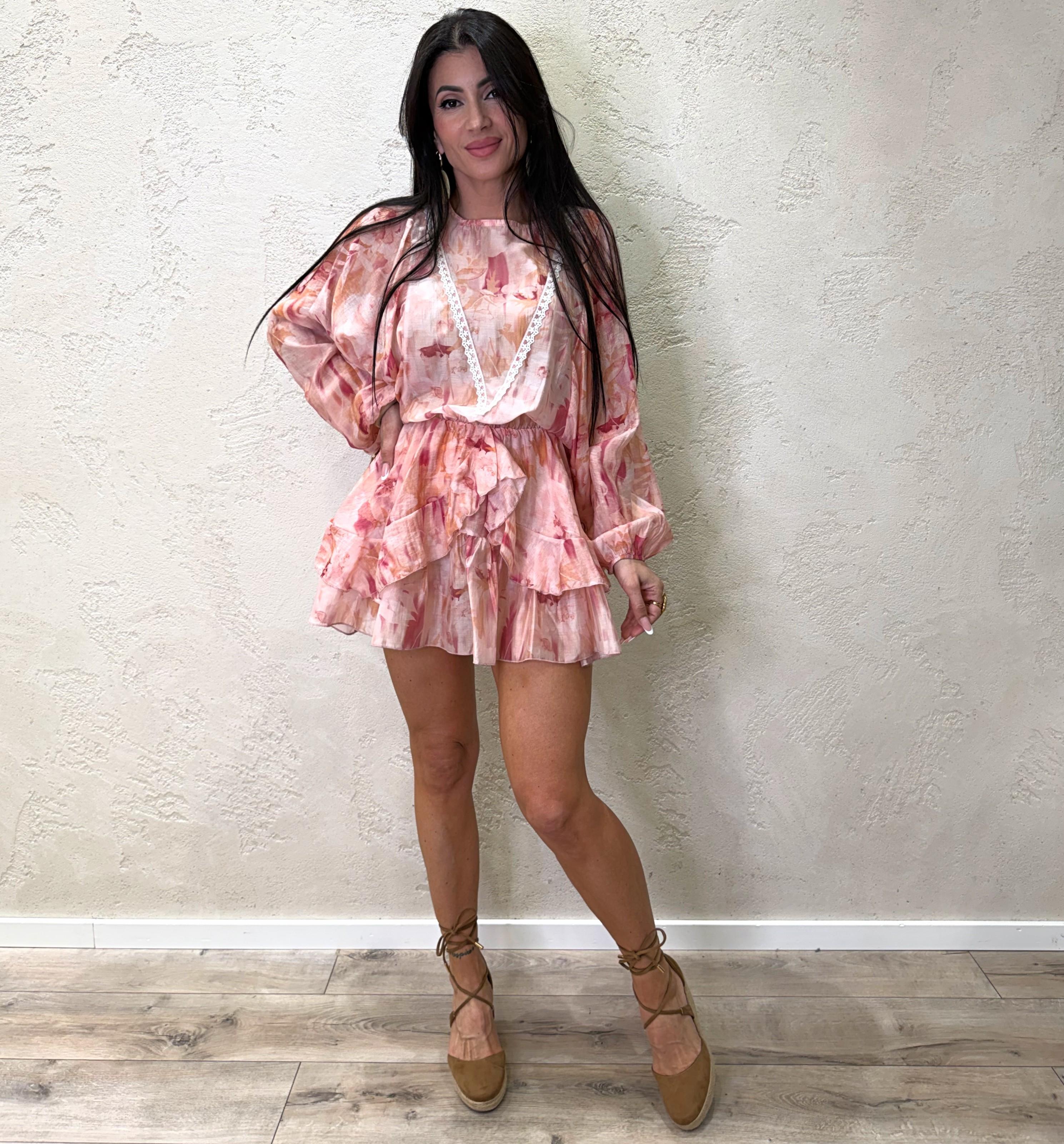 abito mini nuvola in lyocell in fantasia a fiori ANO-Q113 ROSA HAVEONE 