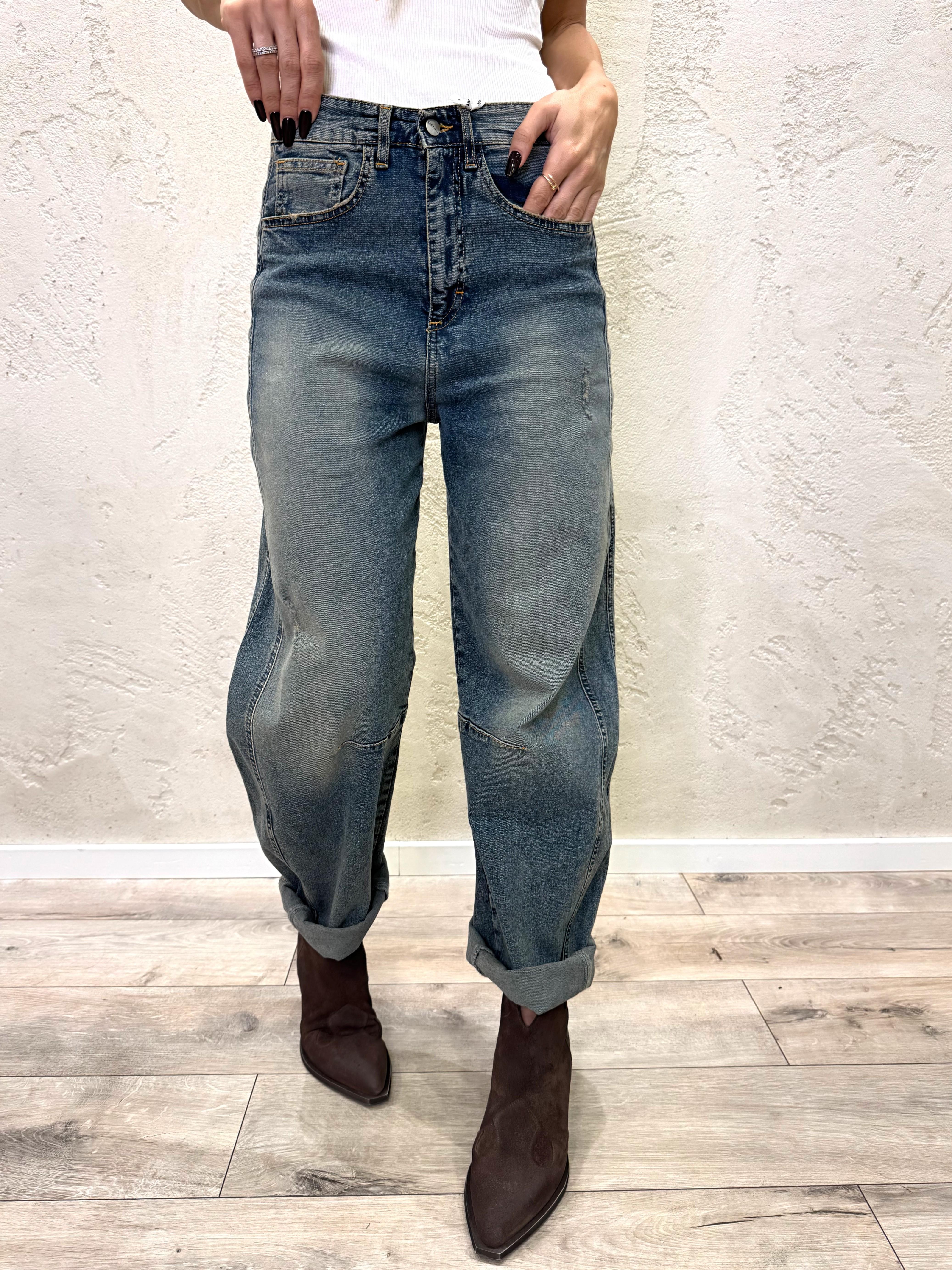 jeans a ferro di cavallo elasticizzato con fascia laterale SM279 THE SUSY MIX 