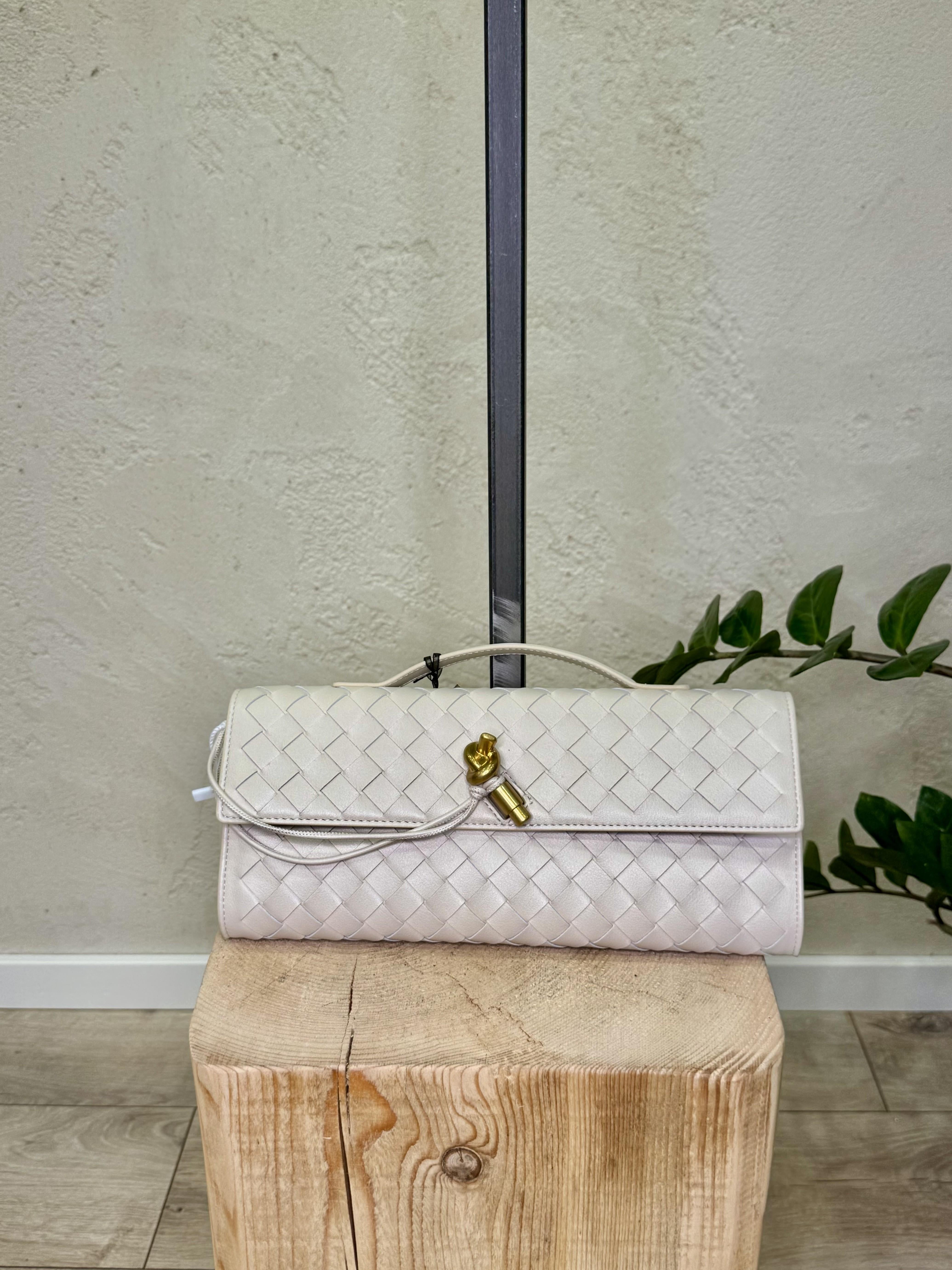 borsa clutch intrecciata 100% vera pelle BPINTRECCIO BEIGE ELEVI 